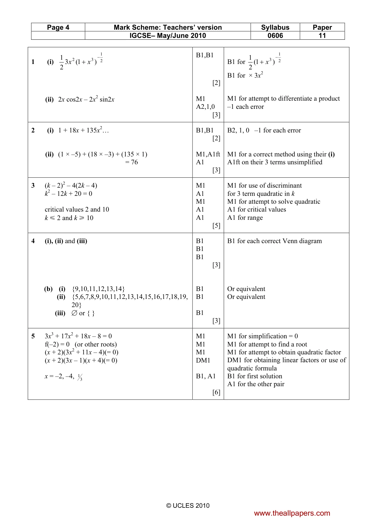 Mark scheme, page 4 of 7