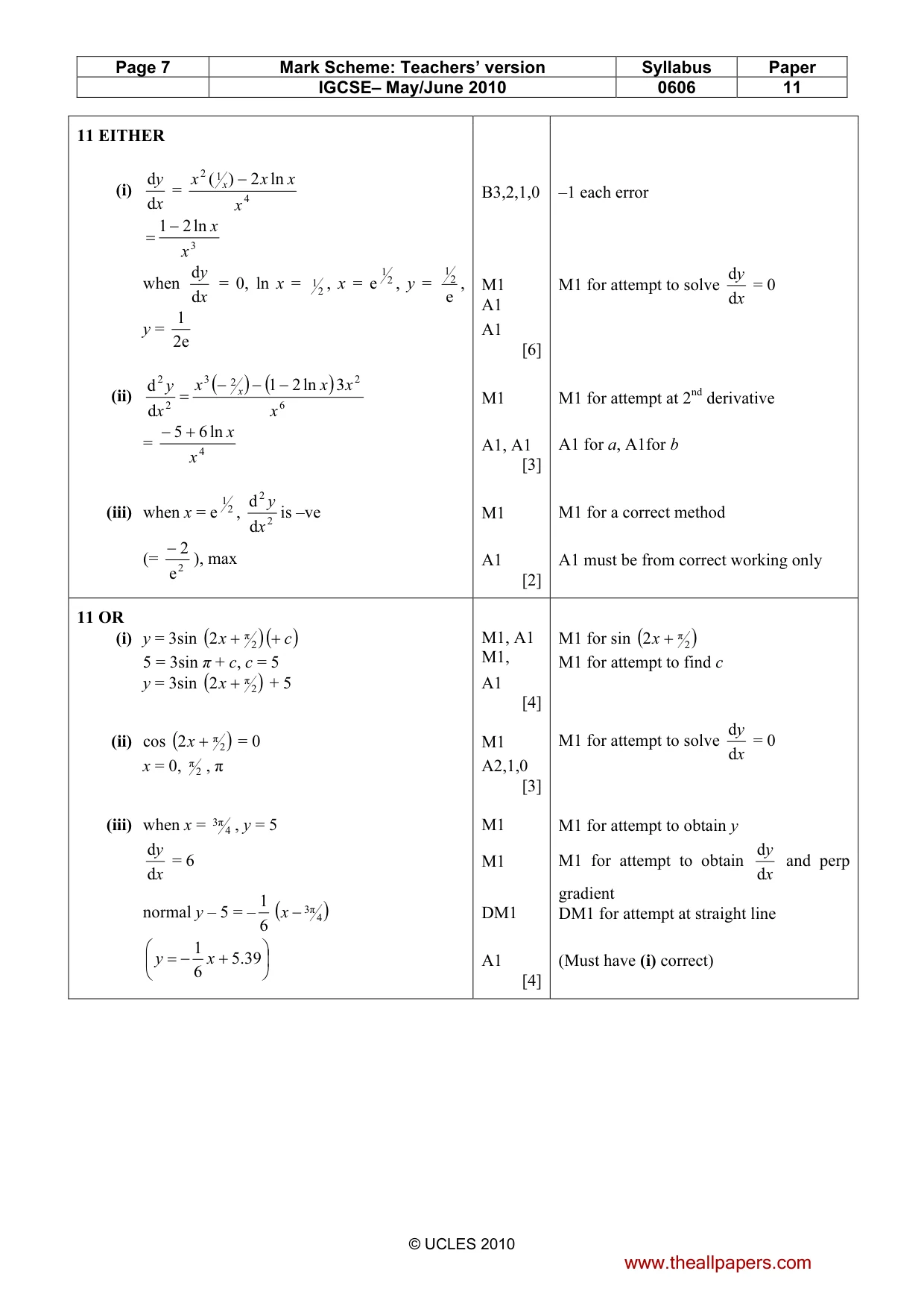 Mark scheme, page 7 of 7