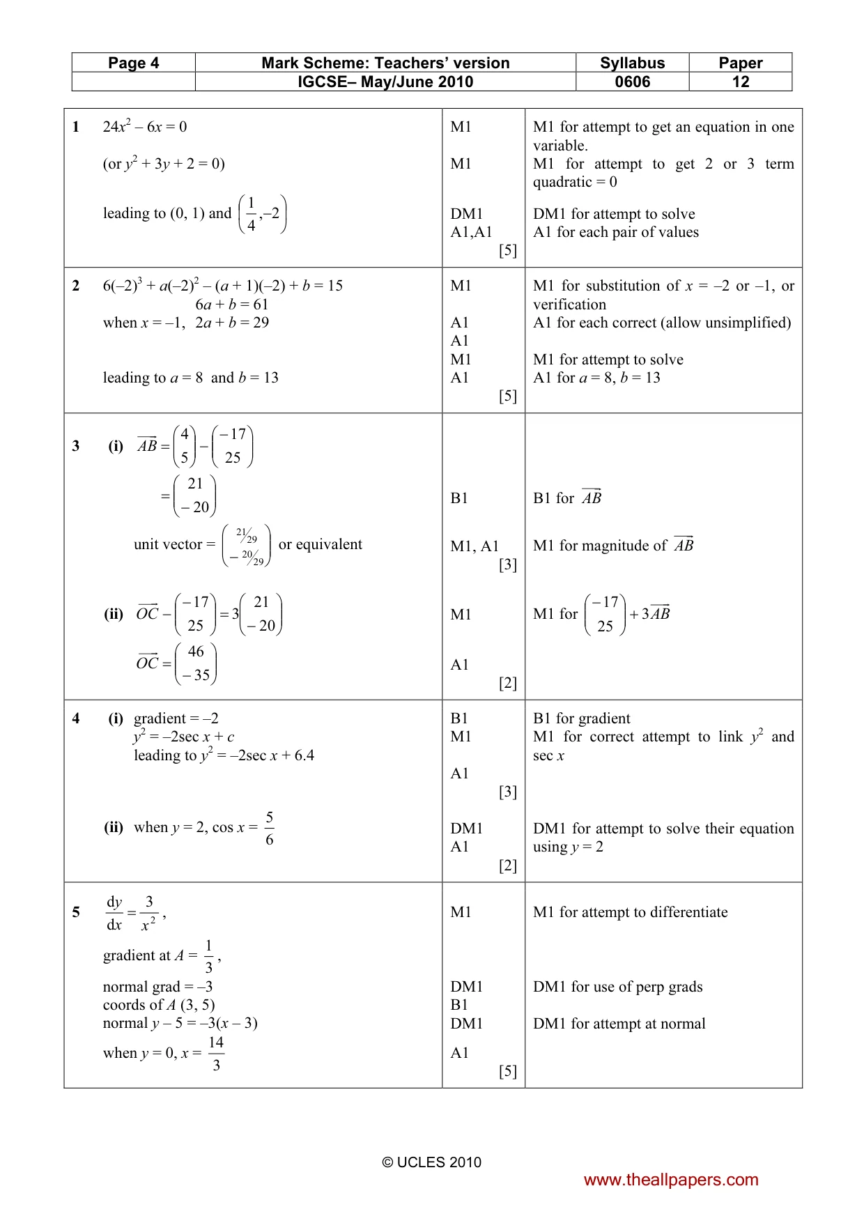 Mark scheme, page 4 of 7