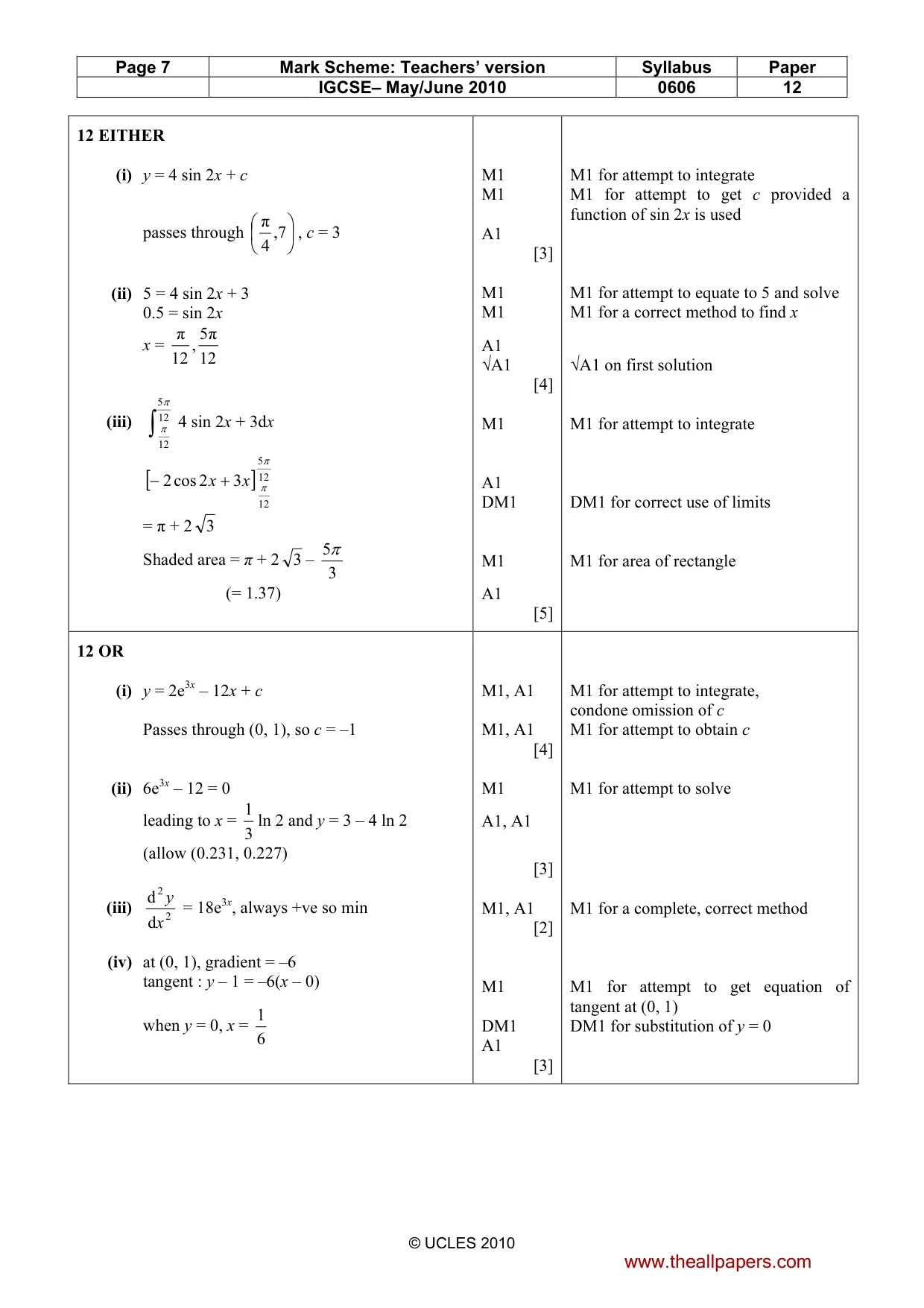 Mark scheme, page 7 of 7
