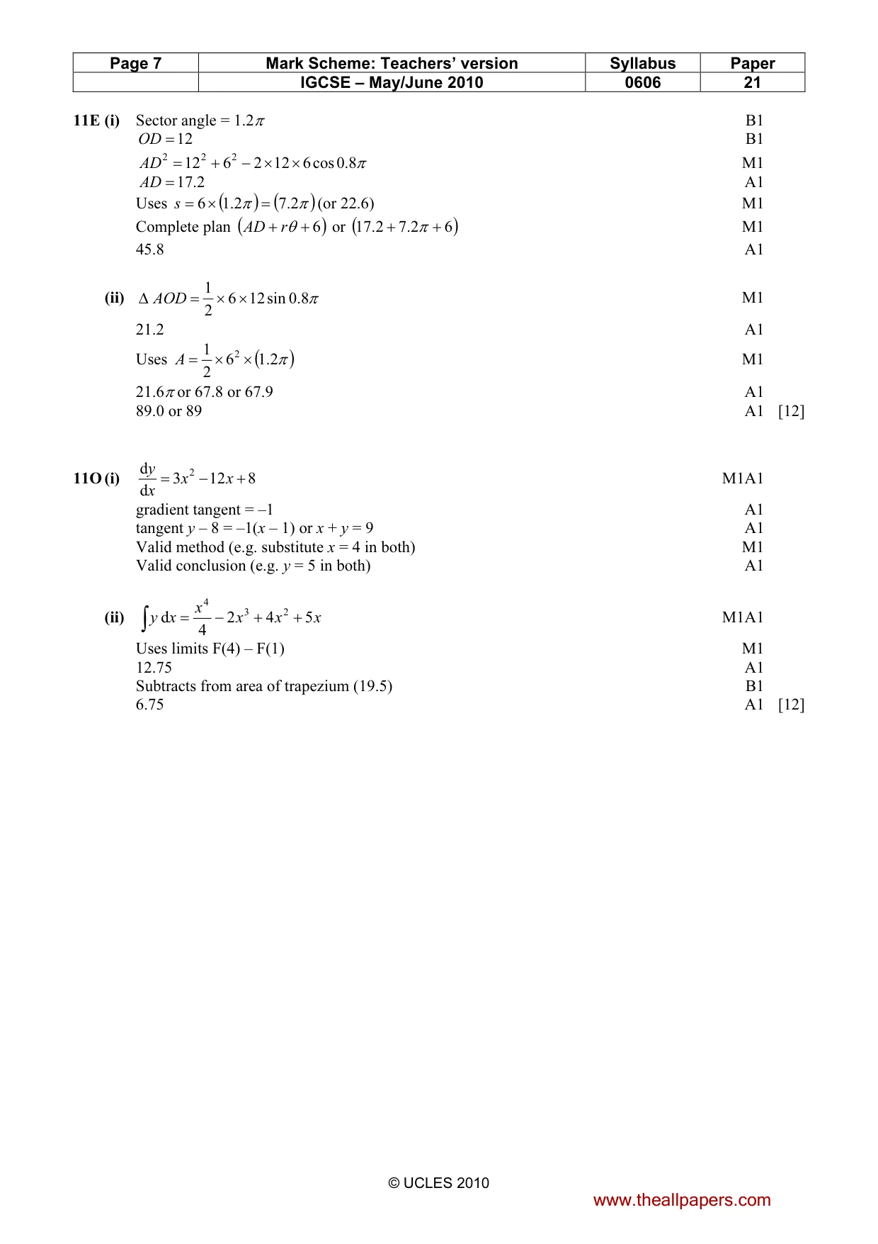 Mark scheme, page 7 of 7