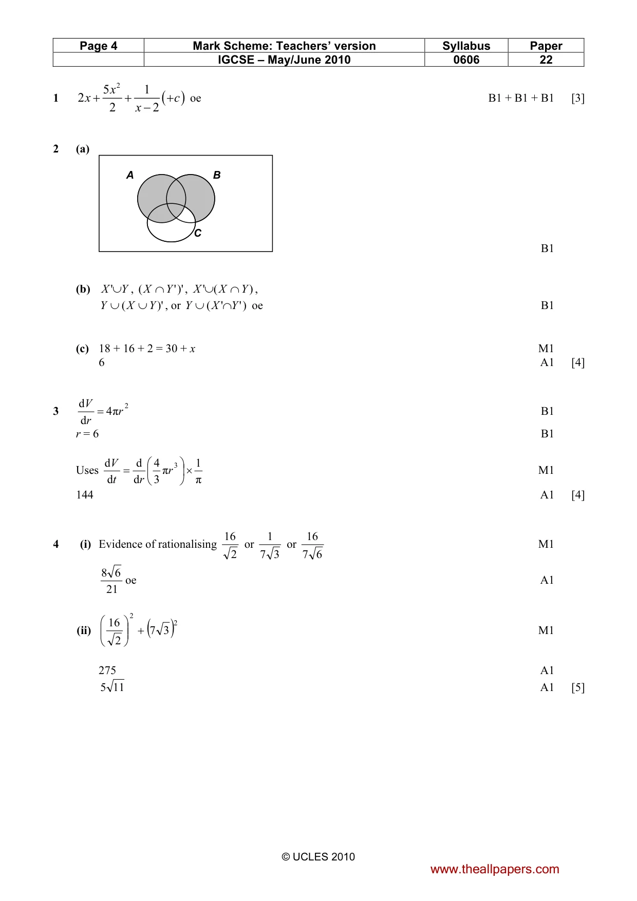 Mark scheme, page 4 of 7