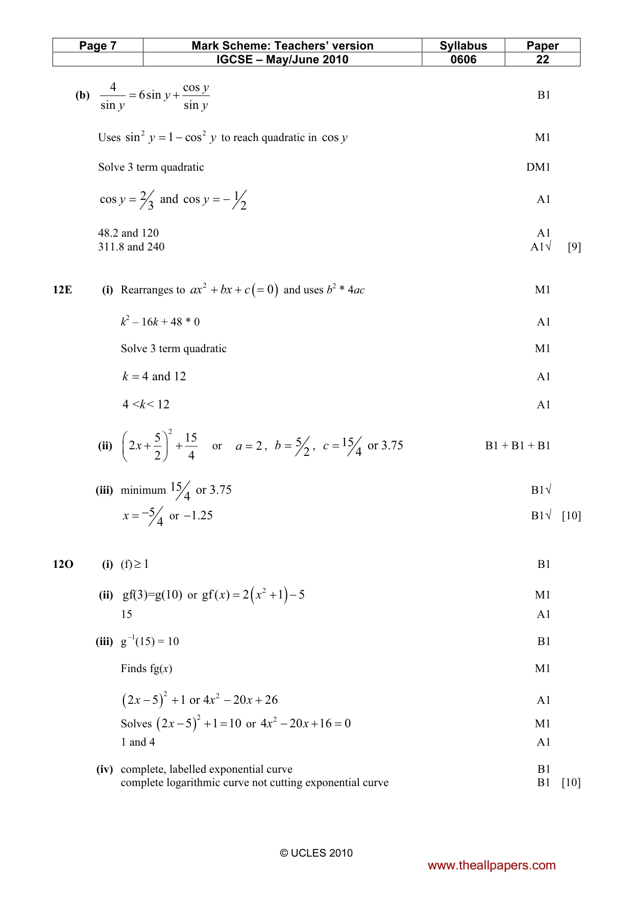 Mark scheme, page 7 of 7
