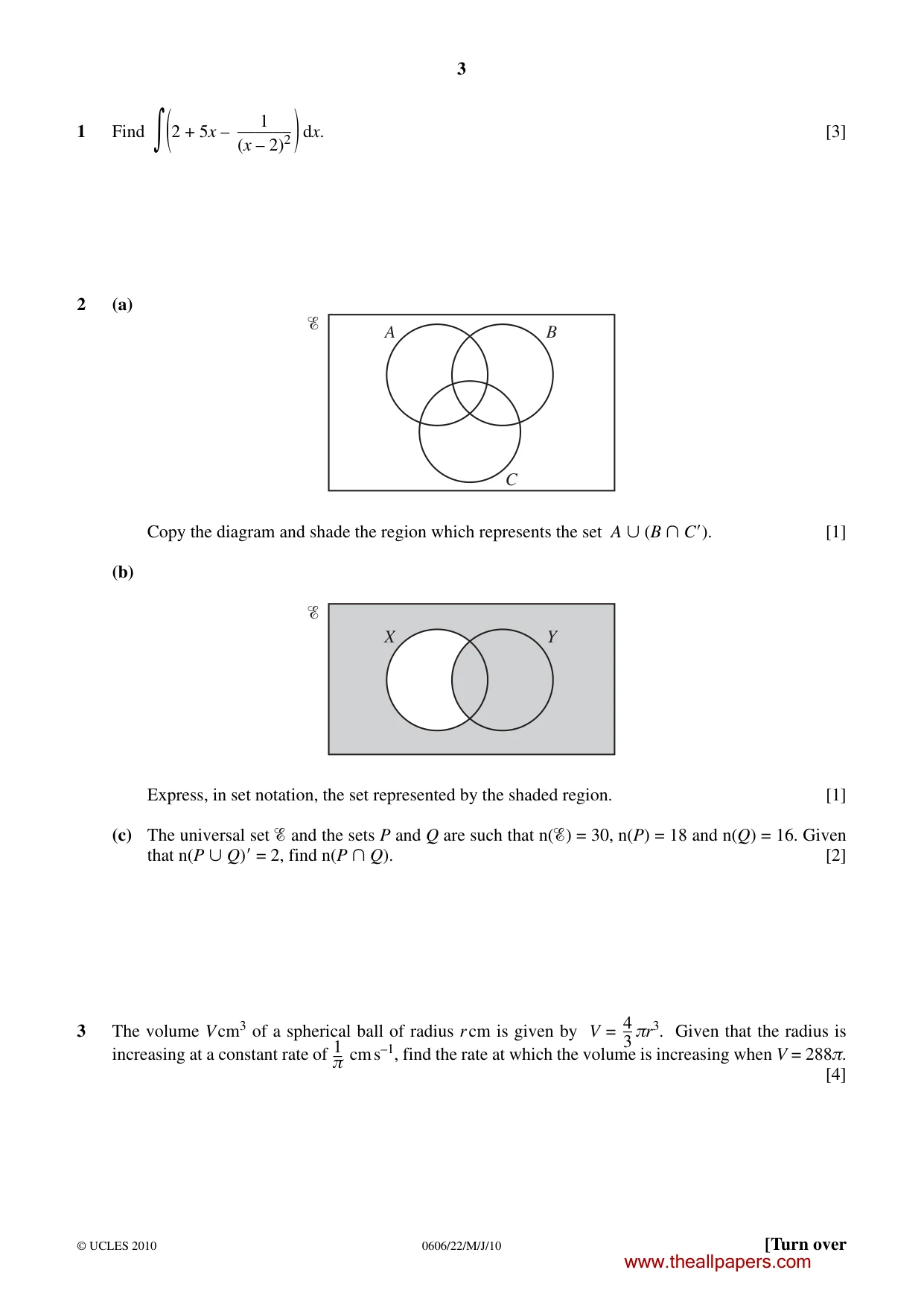 Cambridge IGCSE Mathematics - Additional 0606 2010 May/June Paper 2 · Variant 2 question paper, page 3 of 8