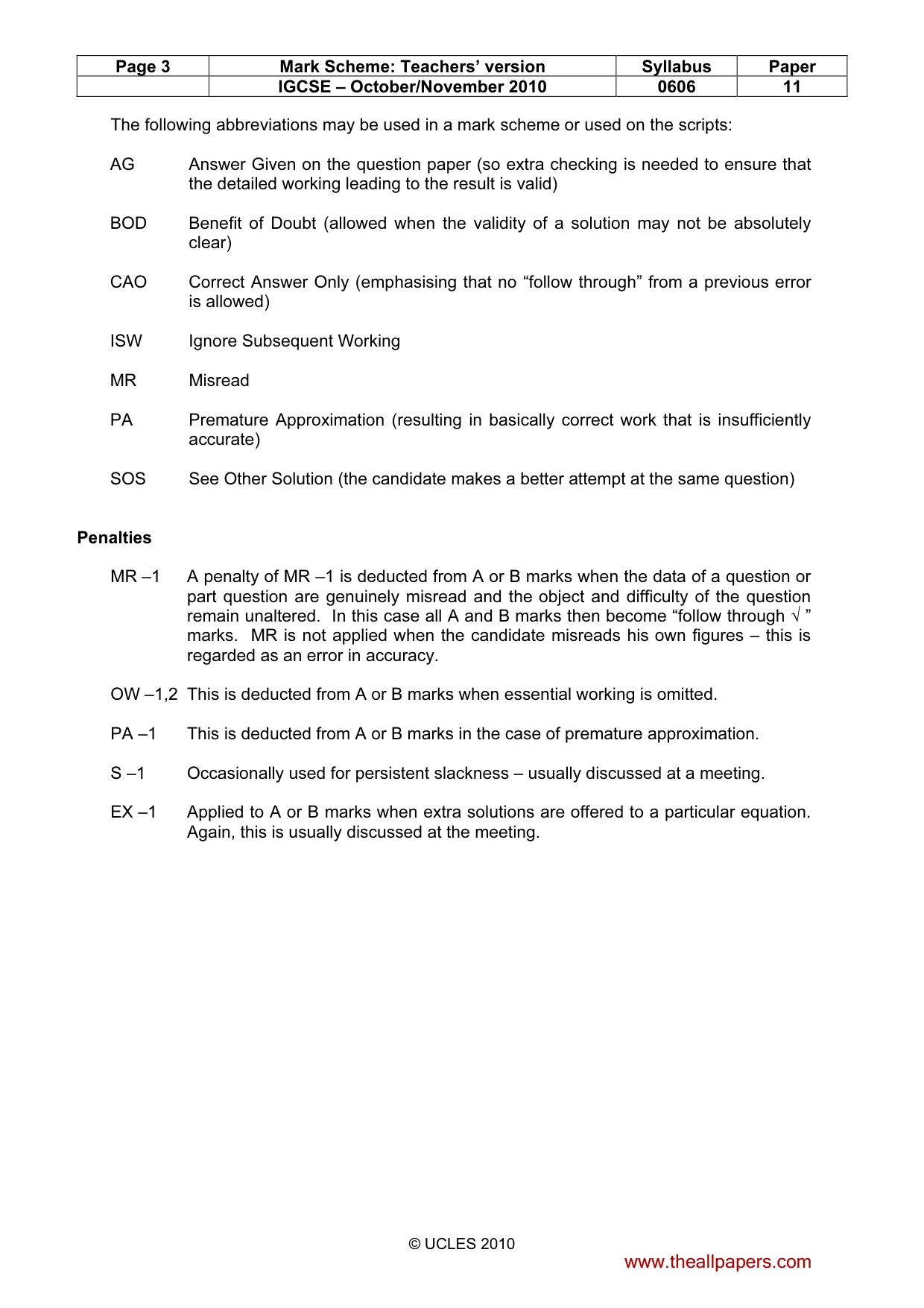 Mark scheme, page 3 of 7