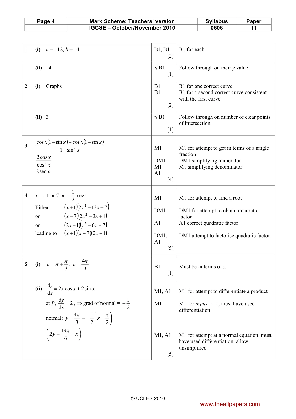 Mark scheme, page 4 of 7