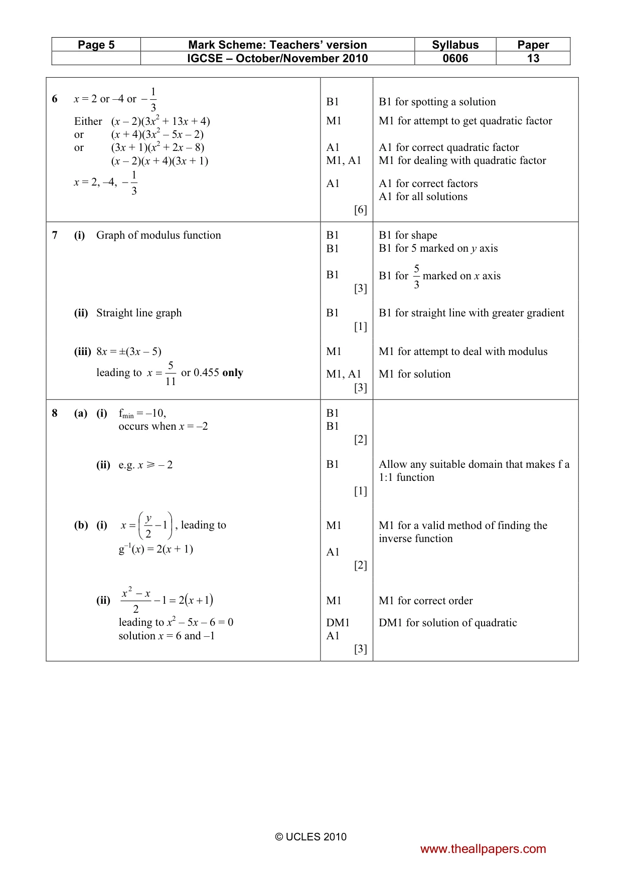 Mark scheme, page 5 of 7