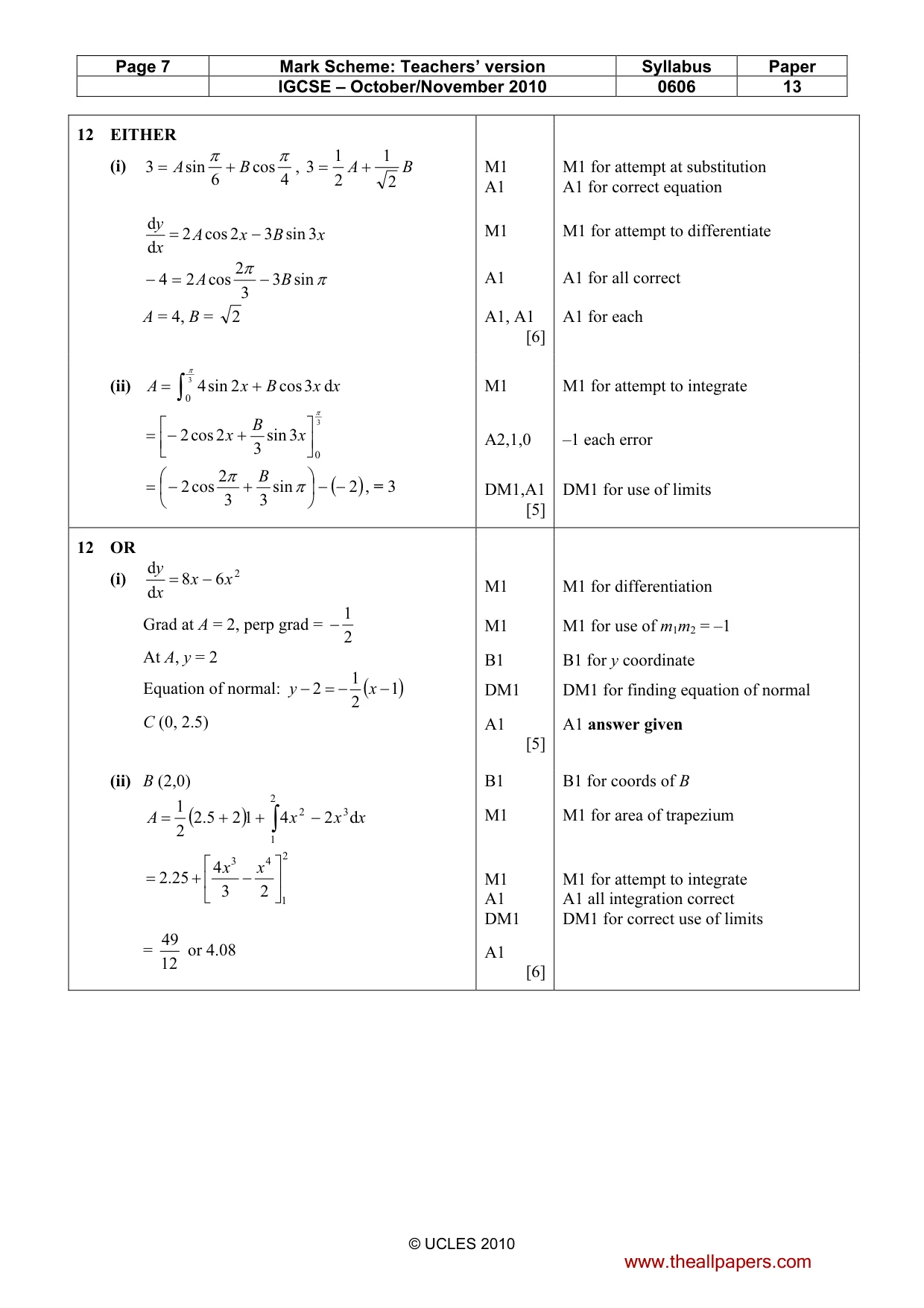 Mark scheme, page 7 of 7