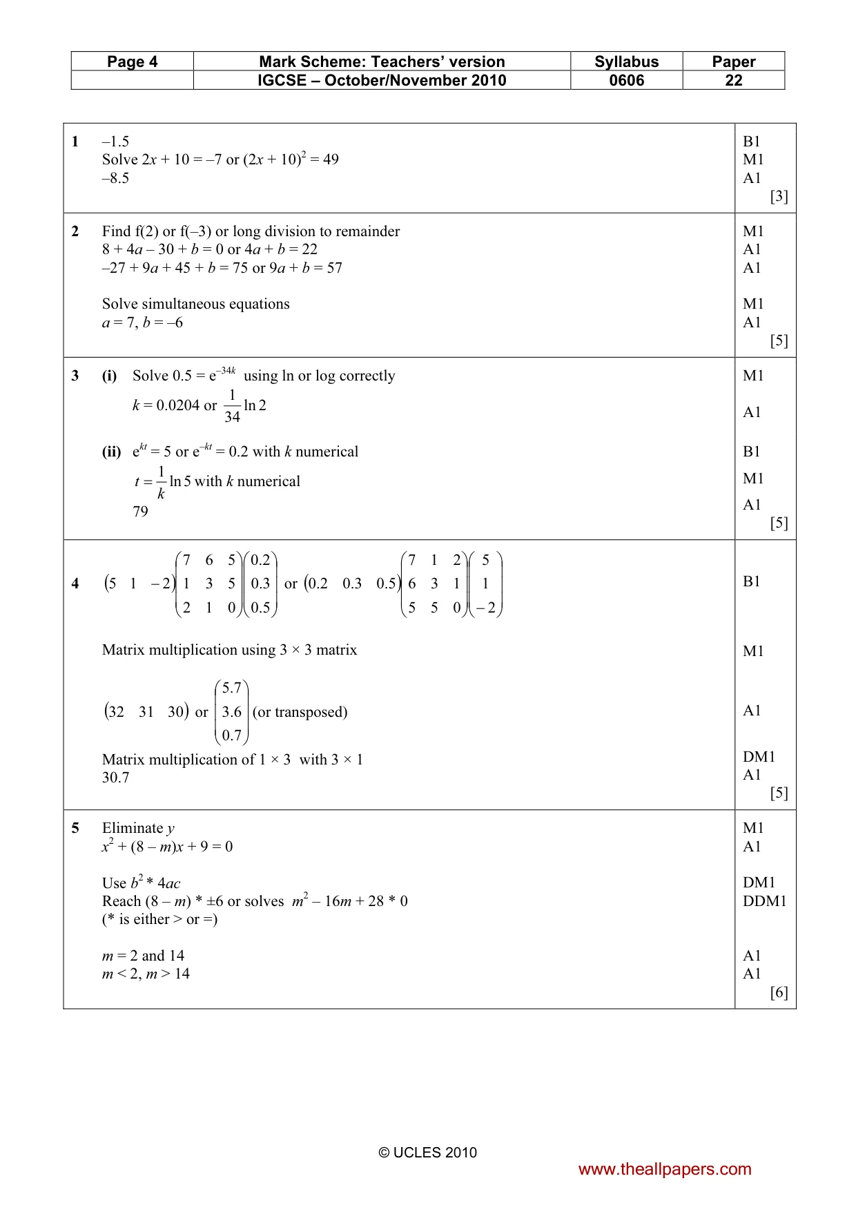 Mark scheme, page 4 of 7