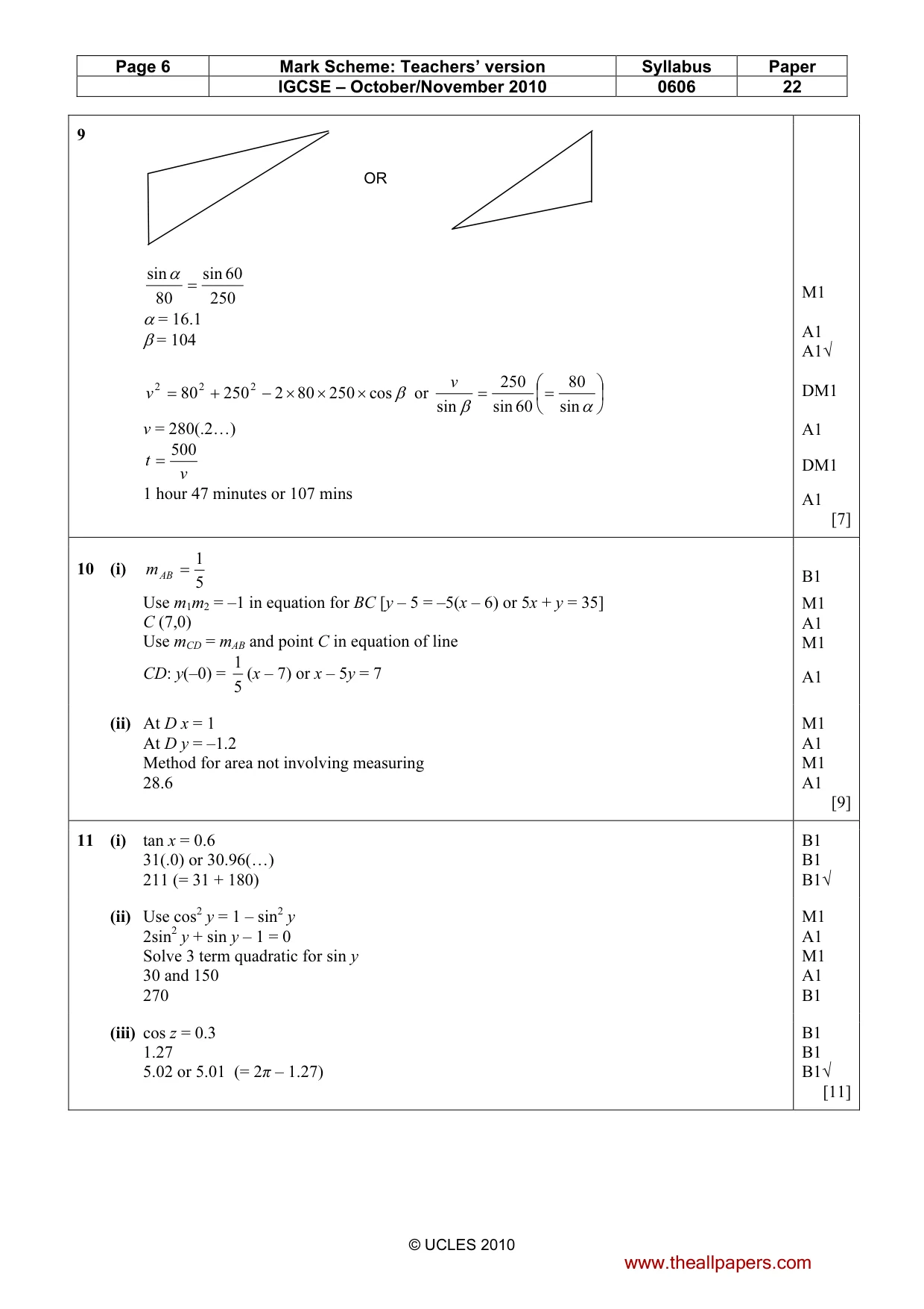 Mark scheme, page 6 of 7