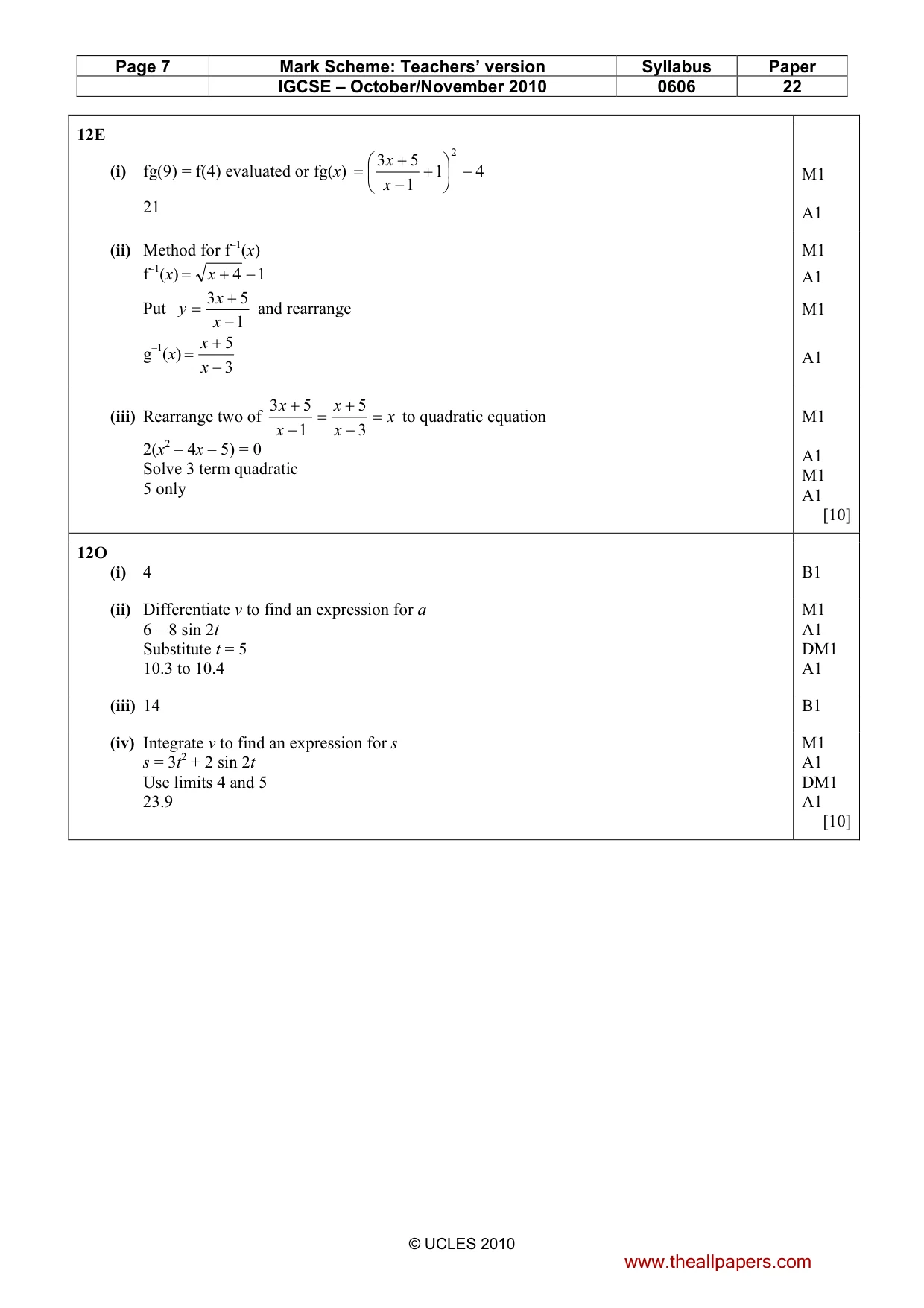 Mark scheme, page 7 of 7