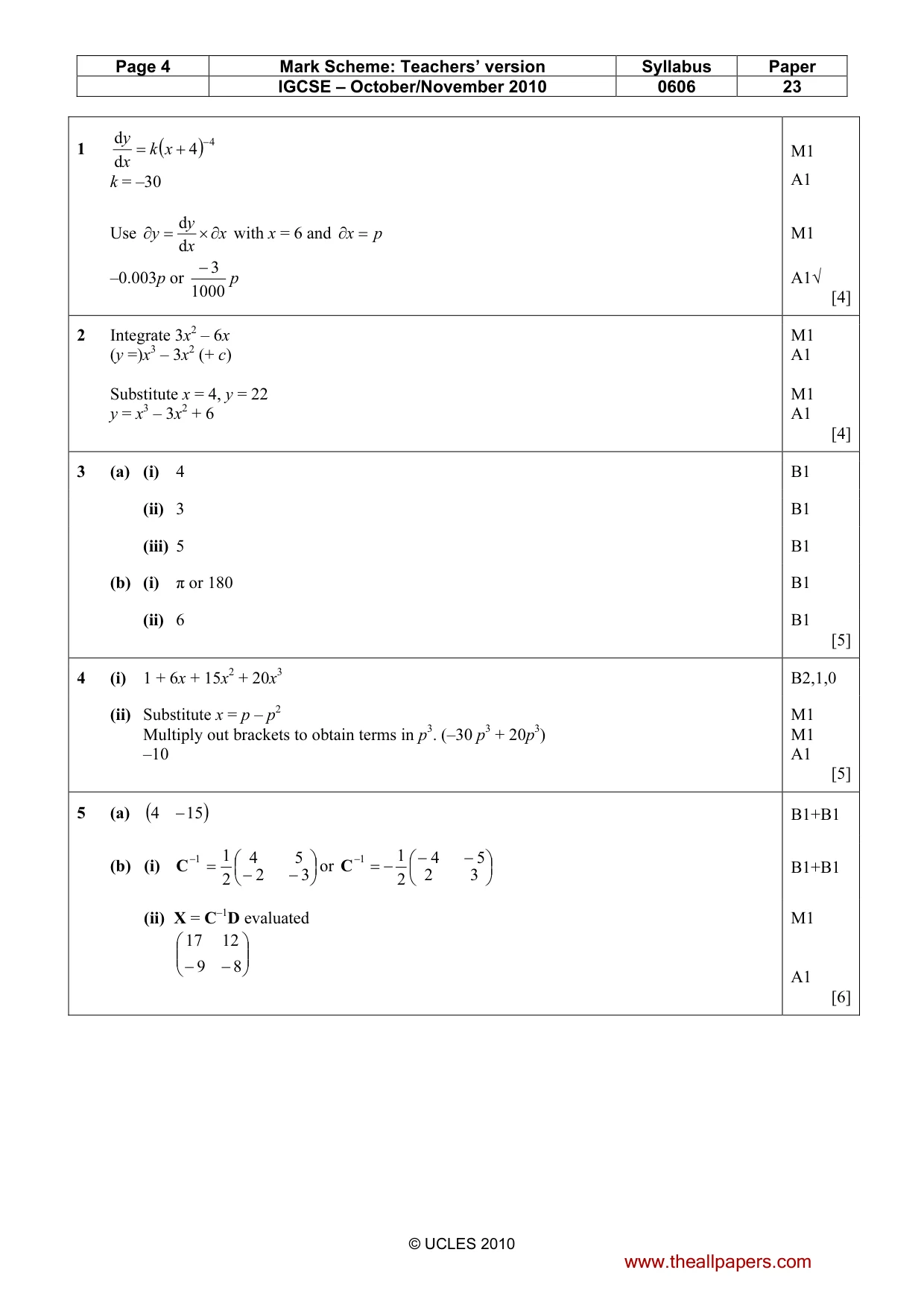 Mark scheme, page 4 of 8