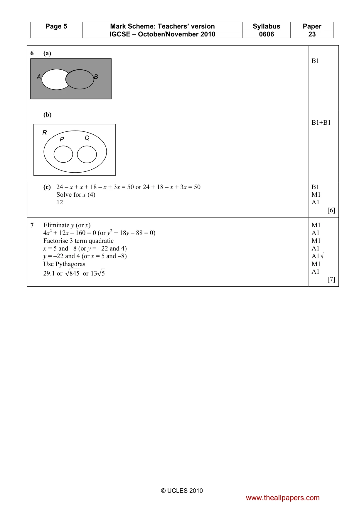 Mark scheme, page 5 of 8