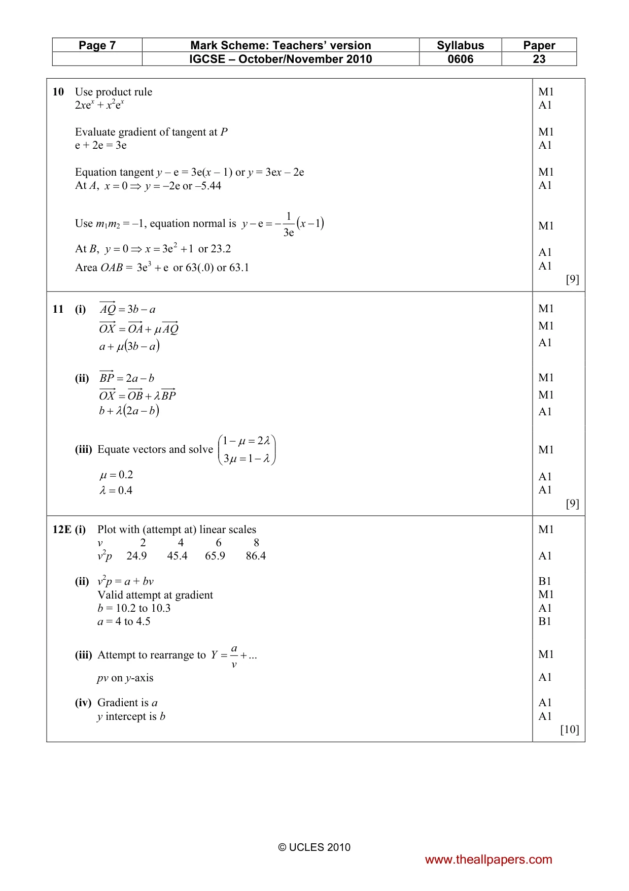 Mark scheme, page 7 of 8