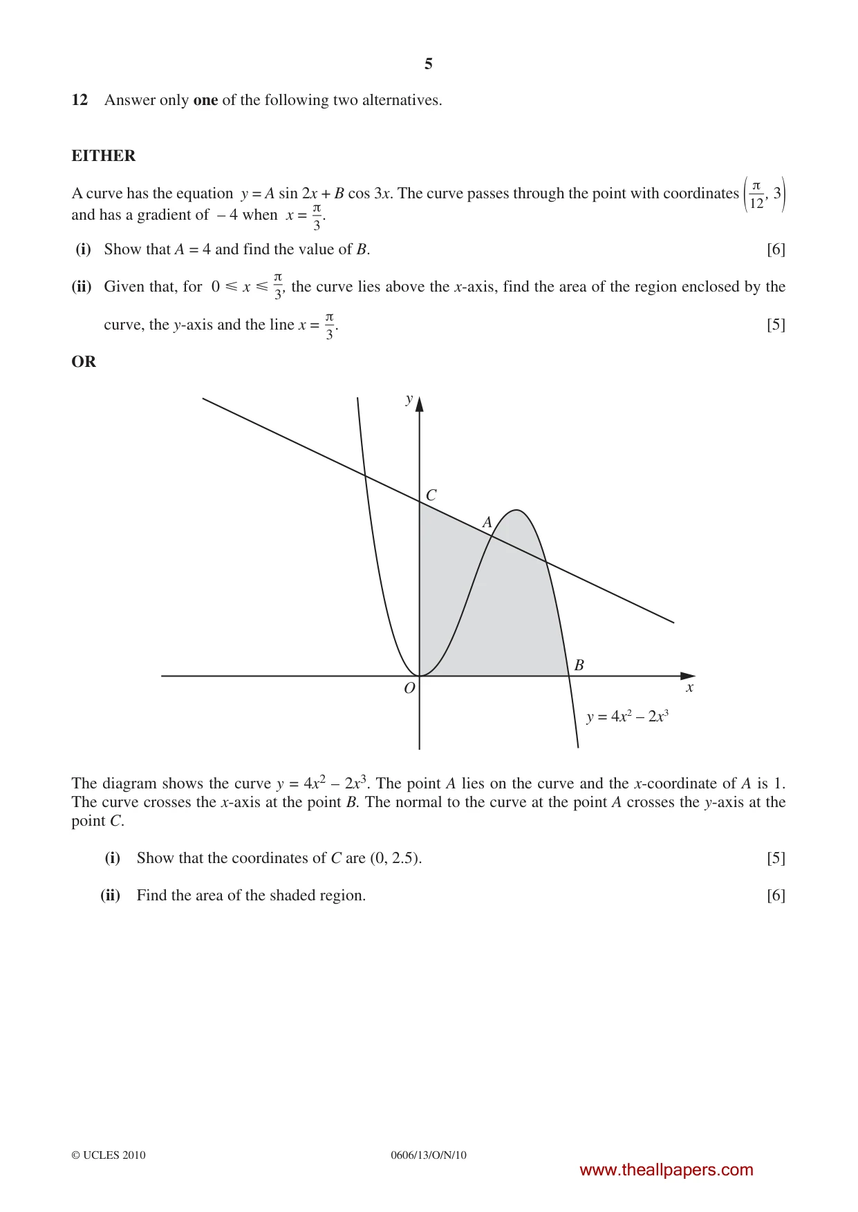 Cambridge IGCSE Mathematics - Additional 0606 2010 Oct/Nov Paper 1 · Variant 3 question paper, page 5 of 8