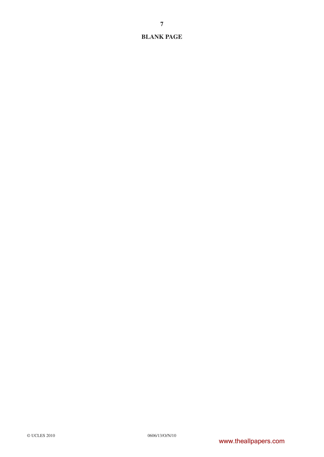 Cambridge IGCSE Mathematics - Additional 0606 2010 Oct/Nov Paper 1 · Variant 3 question paper, page 7 of 8