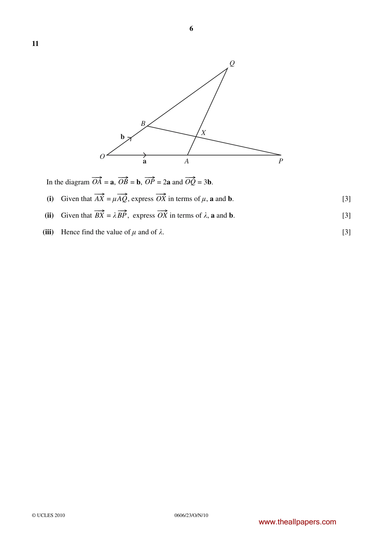 Cambridge IGCSE Mathematics - Additional 0606 2010 Oct/Nov Paper 2 · Variant 3 question paper, page 6 of 8