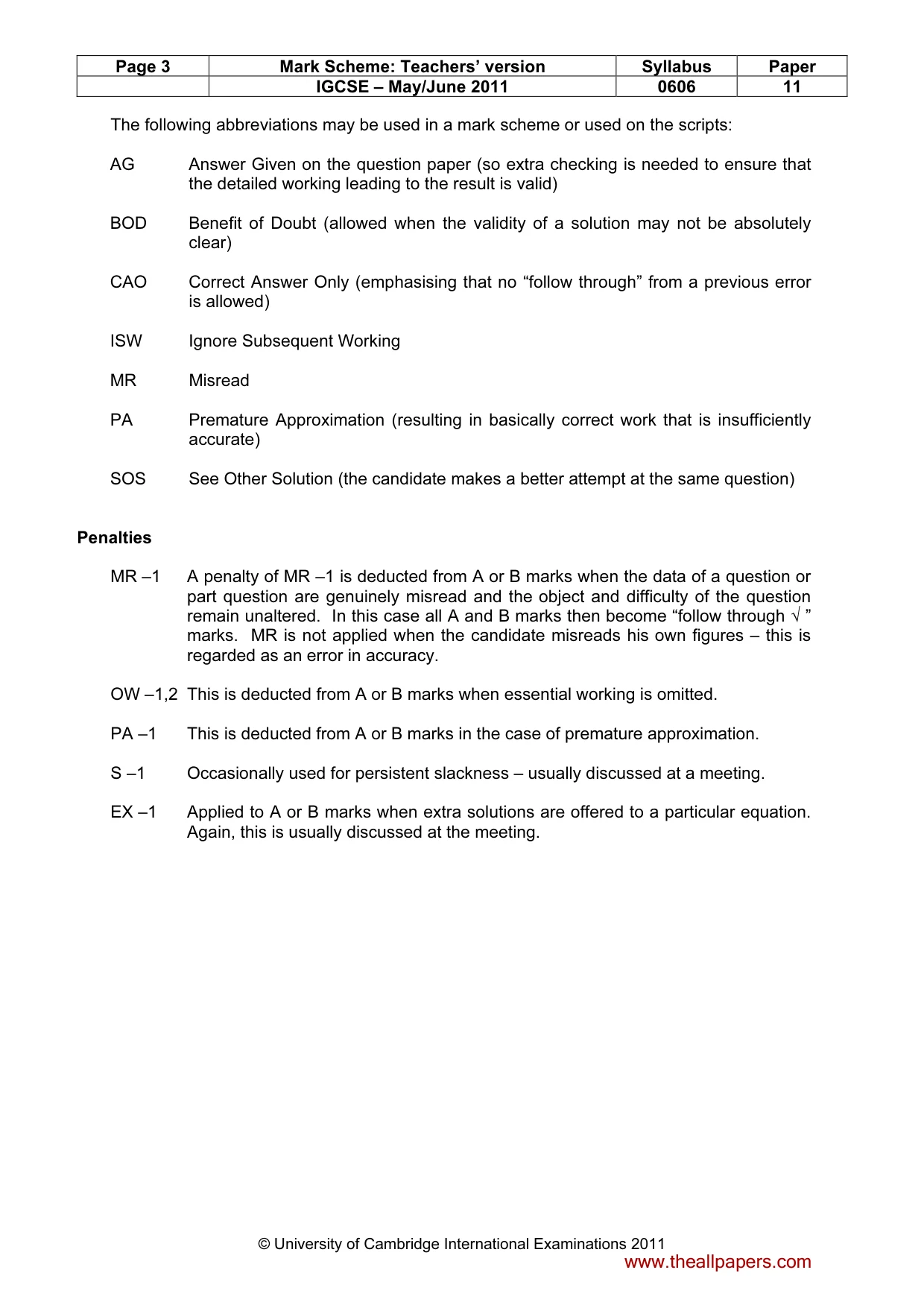 Mark scheme, page 3 of 8