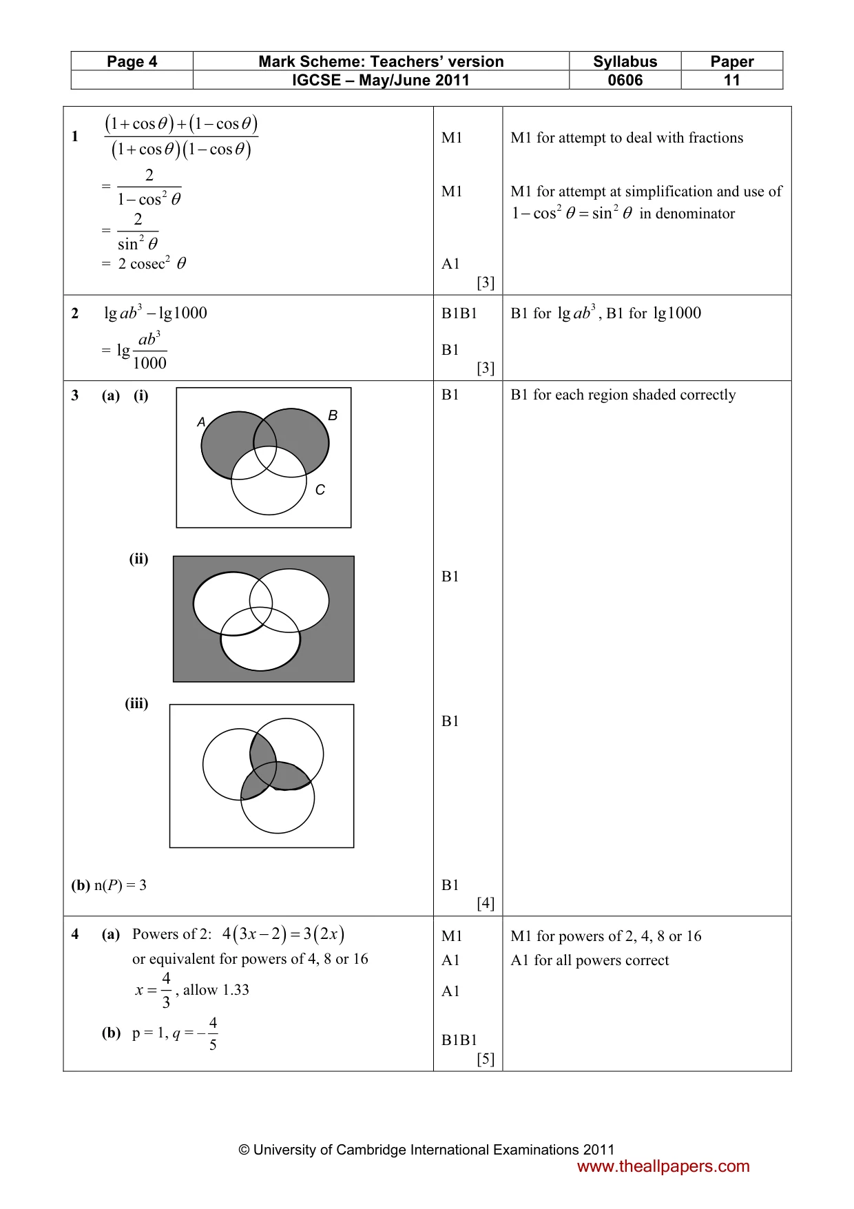Mark scheme, page 4 of 8