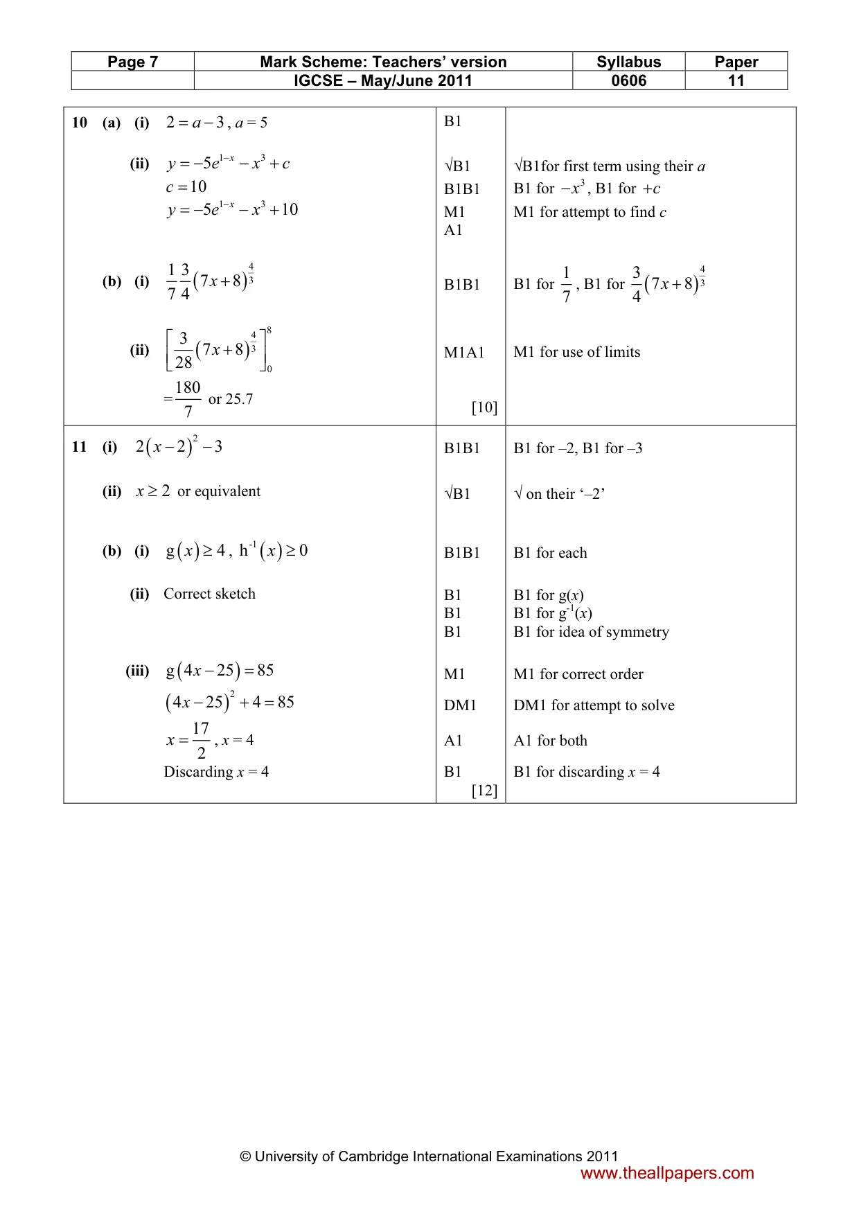 Mark scheme, page 7 of 8