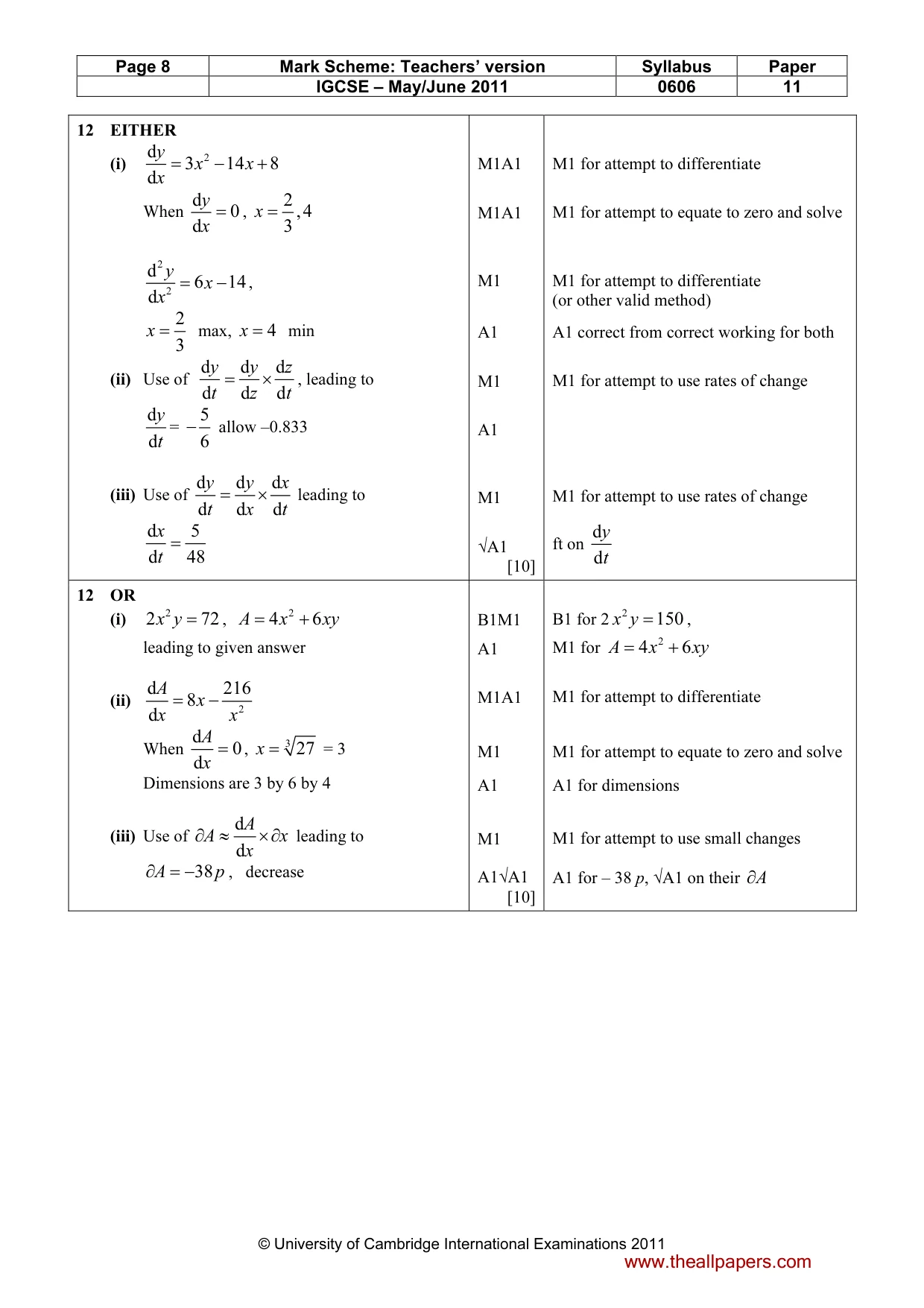 Mark scheme, page 8 of 8