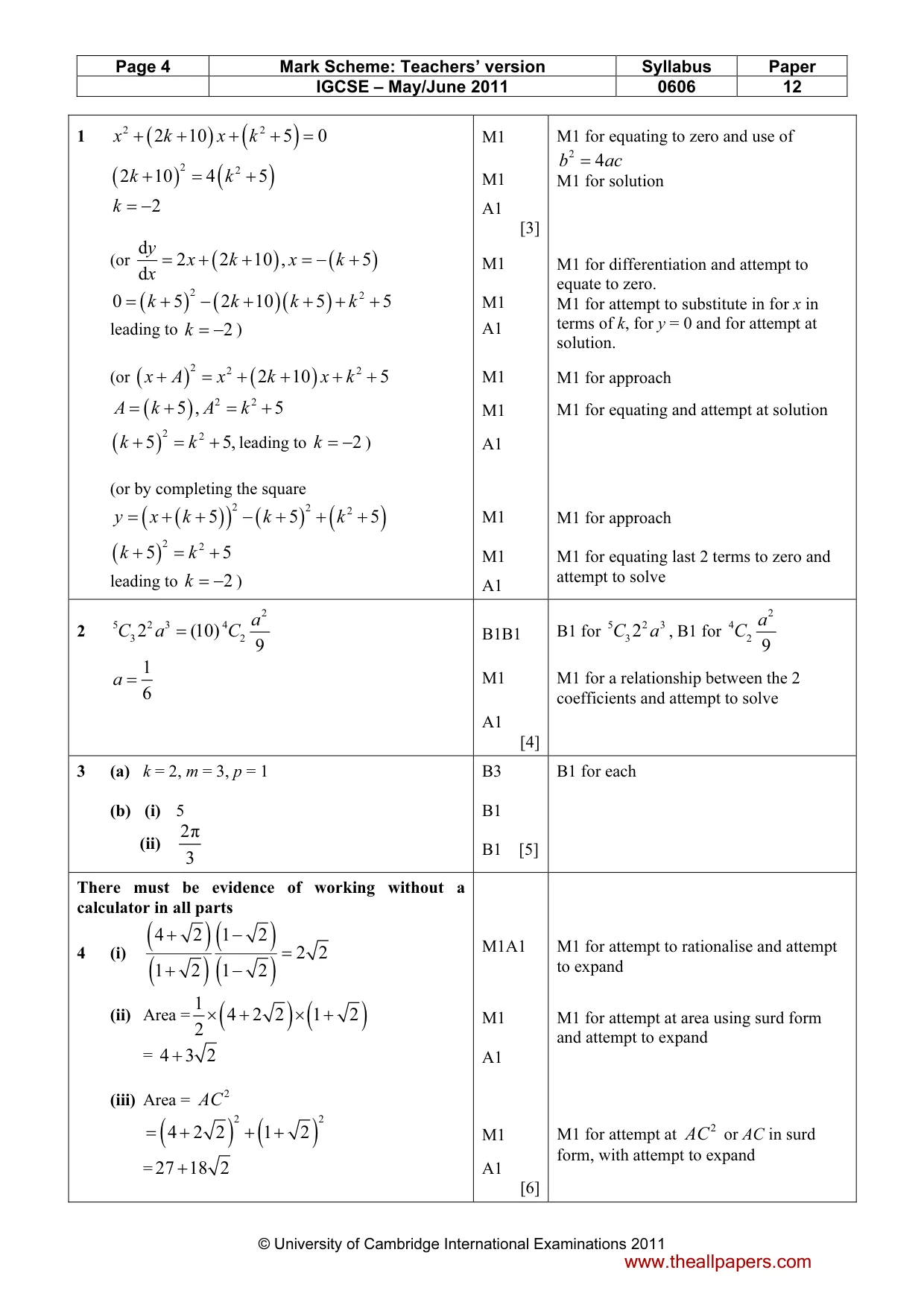 Mark scheme, page 4 of 8