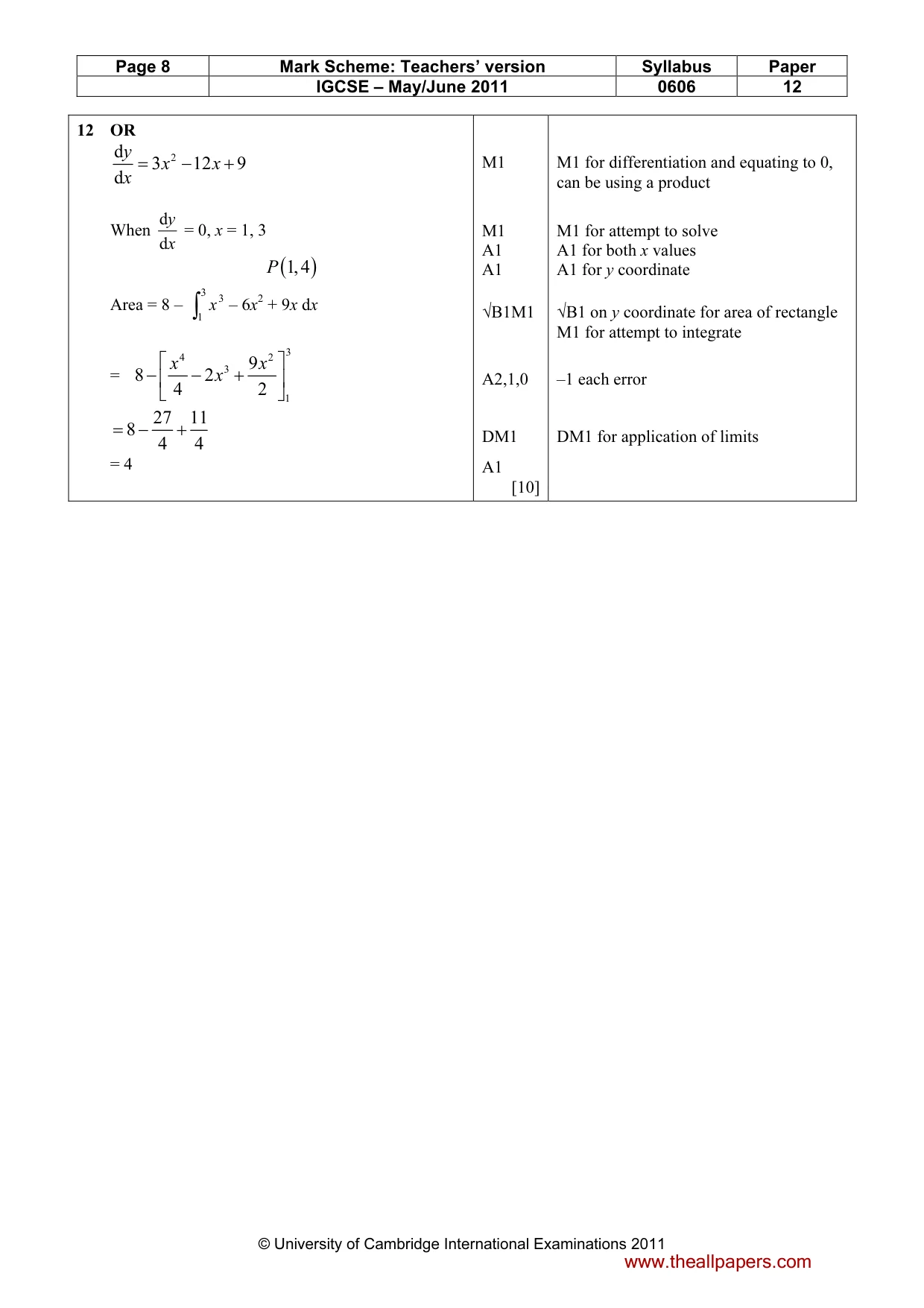 Mark scheme, page 8 of 8