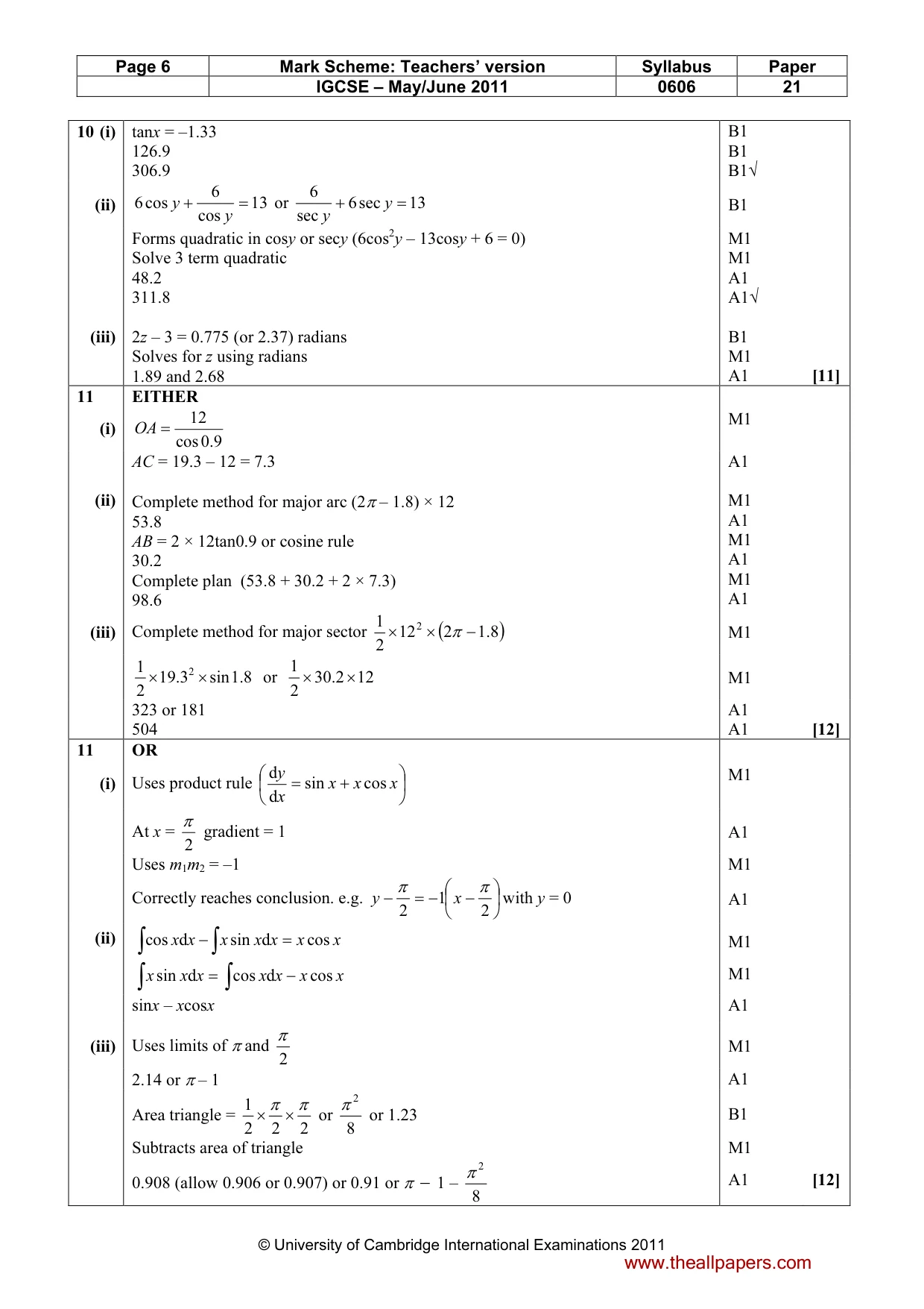 Mark scheme, page 6 of 6