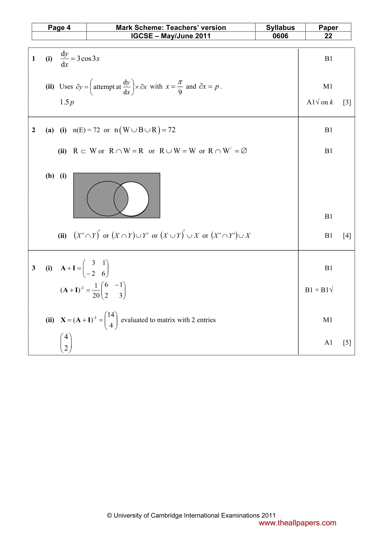 Mark scheme, page 4 of 8