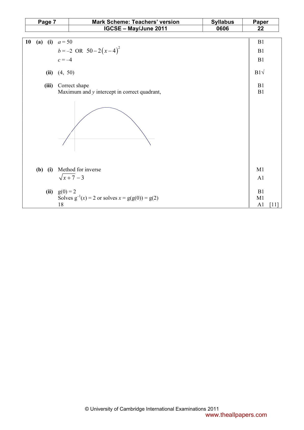 Mark scheme, page 7 of 8