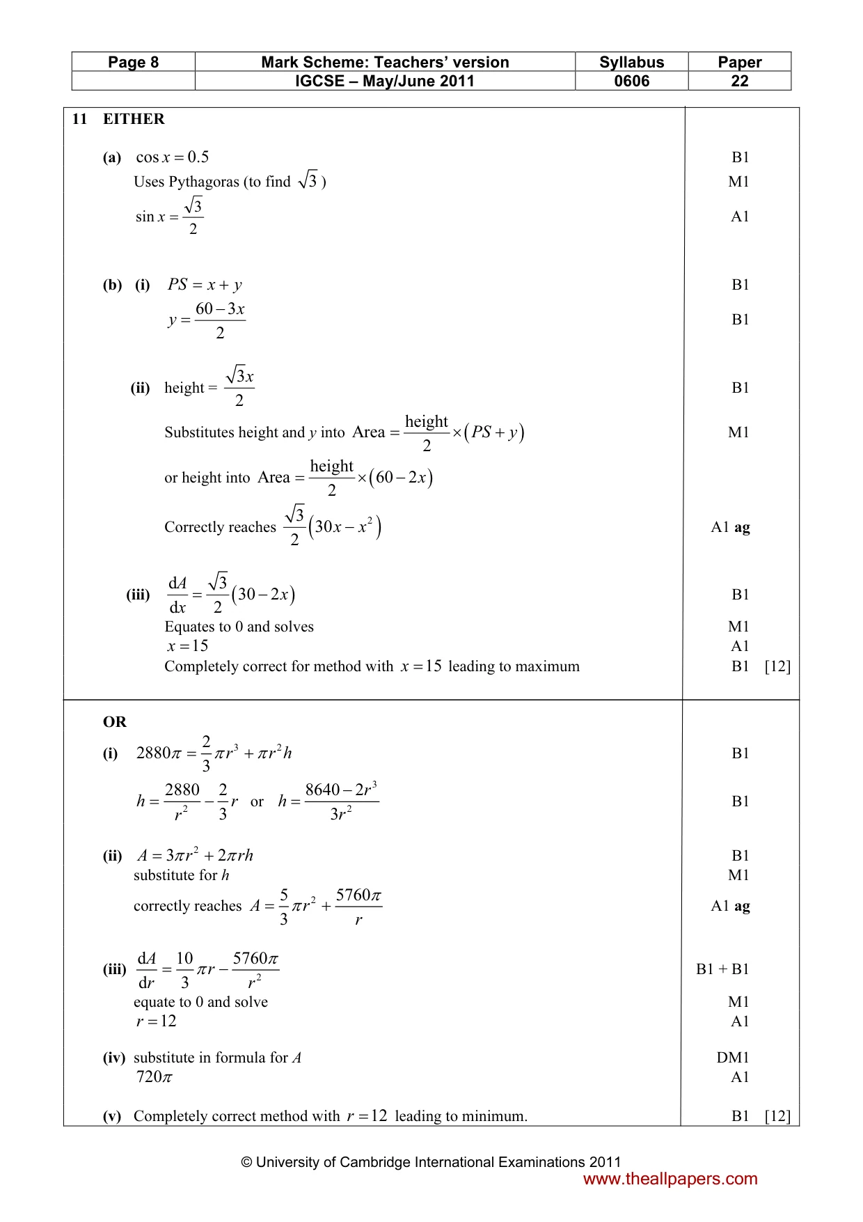 Mark scheme, page 8 of 8