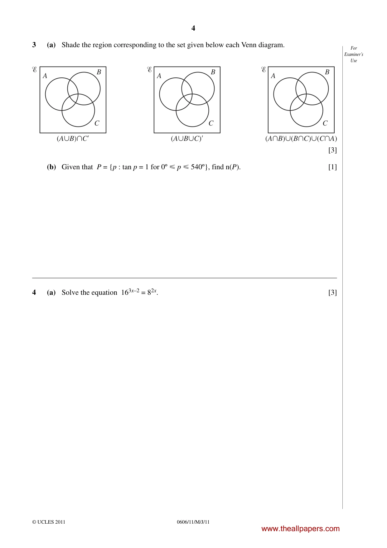 Cambridge IGCSE Mathematics - Additional 0606 2011 May/June Paper 1 · Variant 1 question paper, page 4 of 16