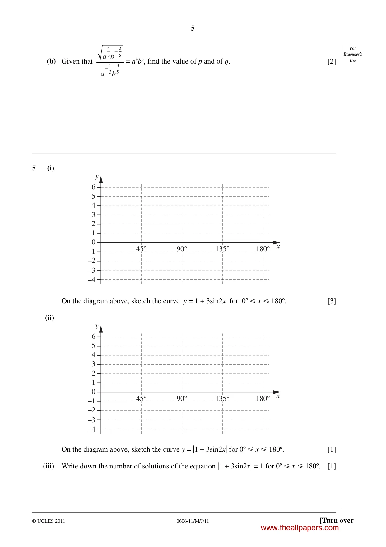 Cambridge IGCSE Mathematics - Additional 0606 2011 May/June Paper 1 · Variant 1 question paper, page 5 of 16
