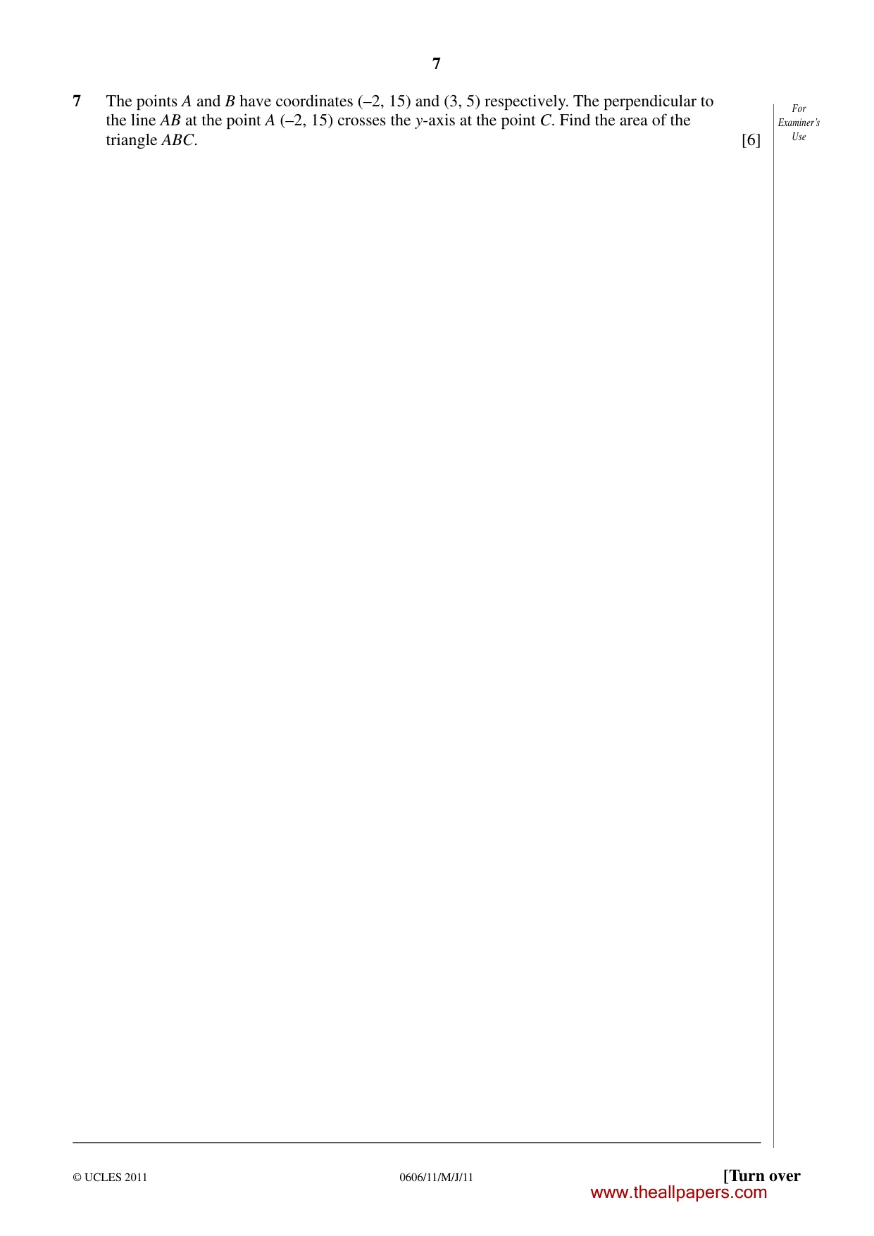 Cambridge IGCSE Mathematics - Additional 0606 2011 May/June Paper 1 · Variant 1 question paper, page 7 of 16