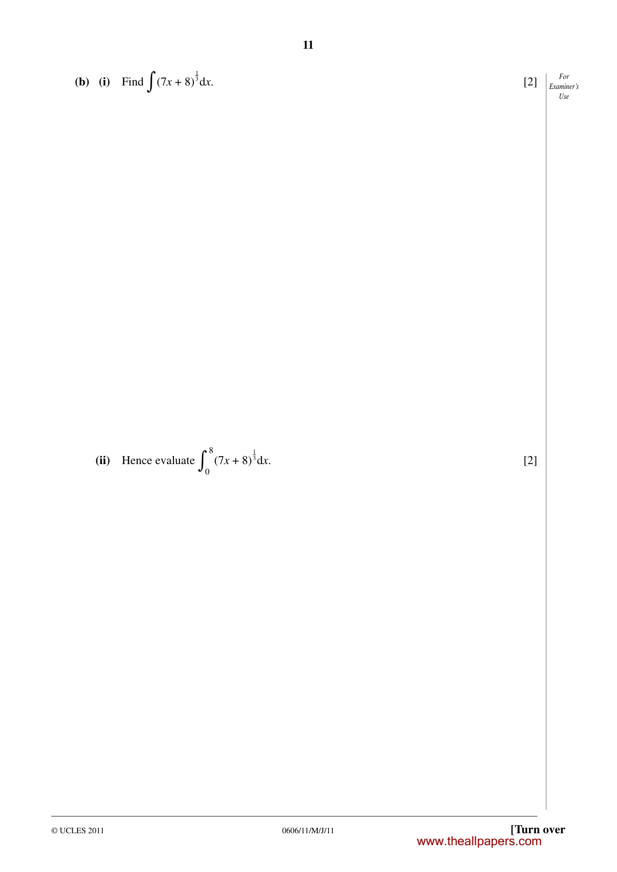 Cambridge IGCSE Mathematics - Additional 0606 2011 May/June Paper 1 · Variant 1 question paper, page 11 of 16