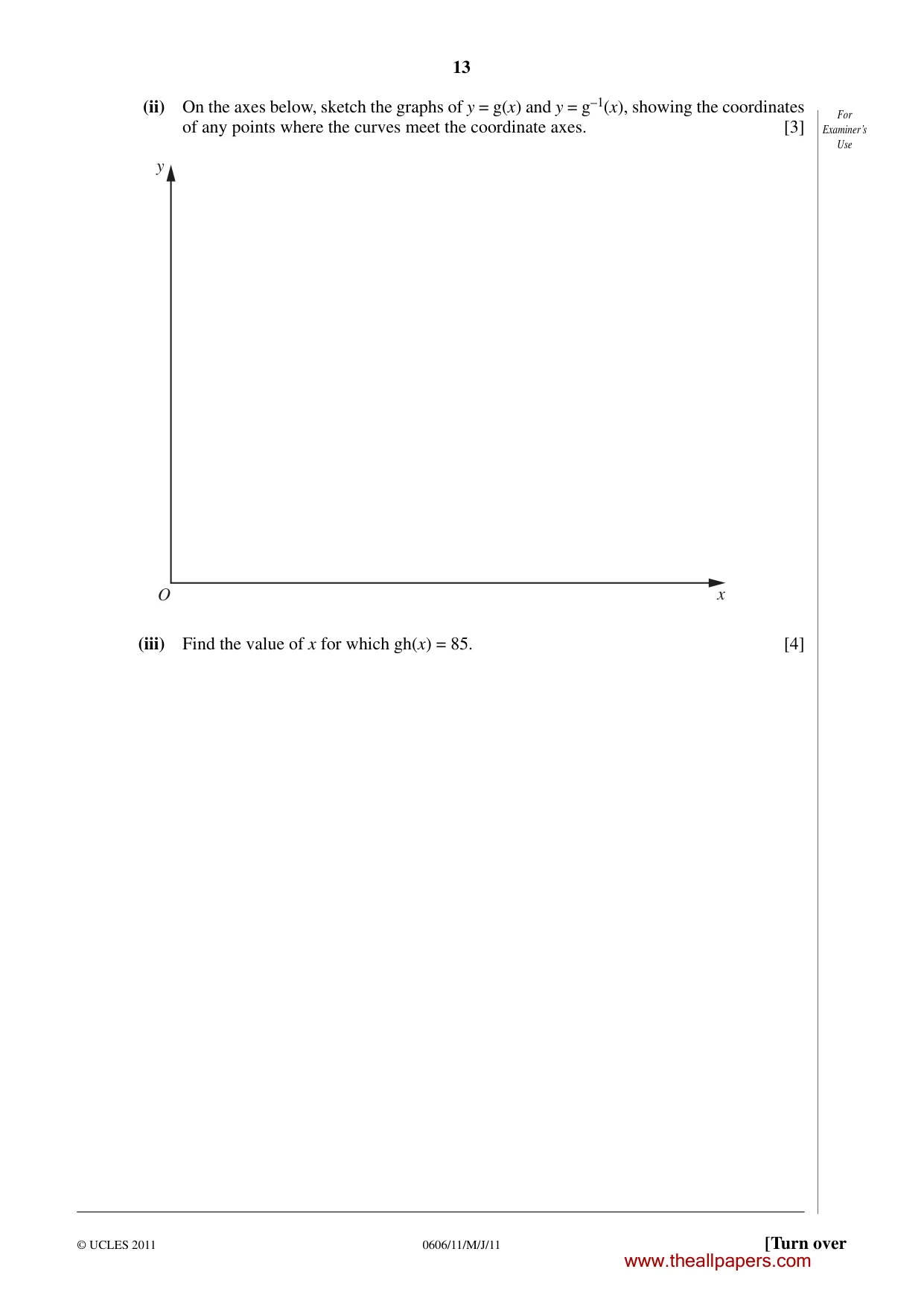 Cambridge IGCSE Mathematics - Additional 0606 2011 May/June Paper 1 · Variant 1 question paper, page 13 of 16