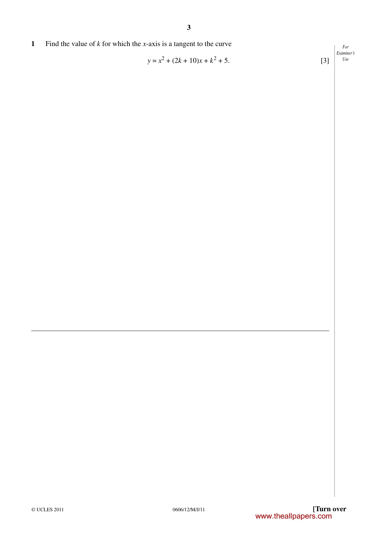 Cambridge IGCSE Mathematics - Additional 0606 2011 May/June Paper 1 · Variant 2 question paper, page 3 of 16