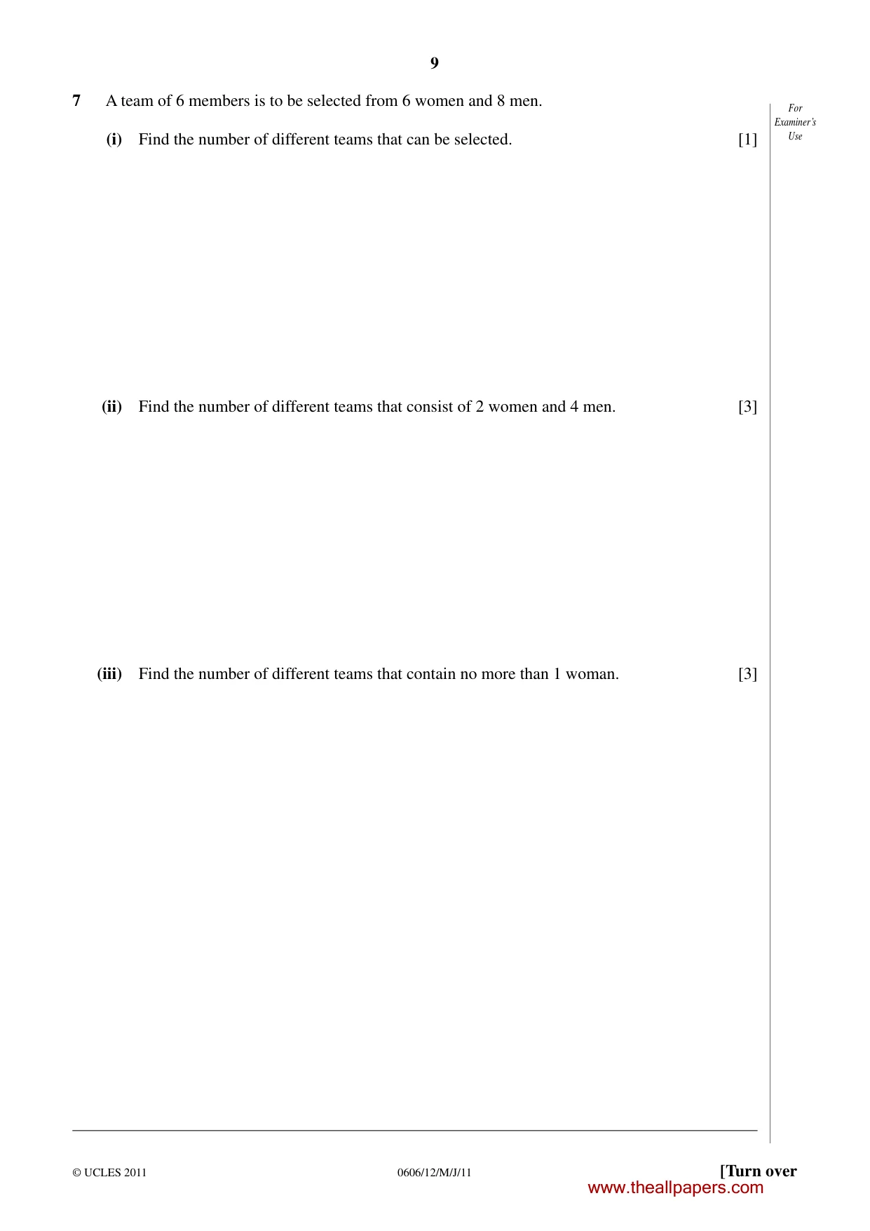 Cambridge IGCSE Mathematics - Additional 0606 2011 May/June Paper 1 · Variant 2 question paper, page 9 of 16