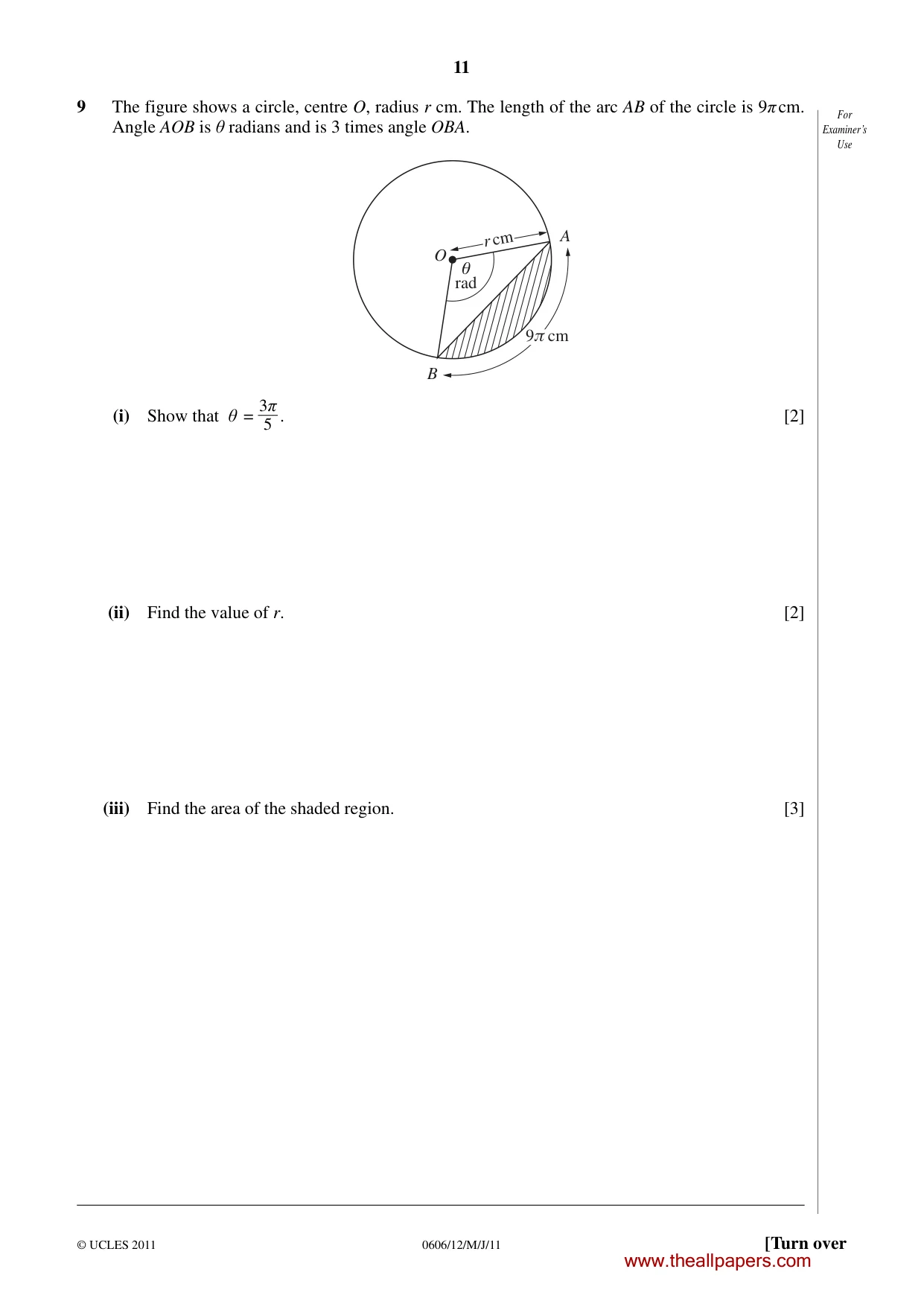 Cambridge IGCSE Mathematics - Additional 0606 2011 May/June Paper 1 · Variant 2 question paper, page 11 of 16