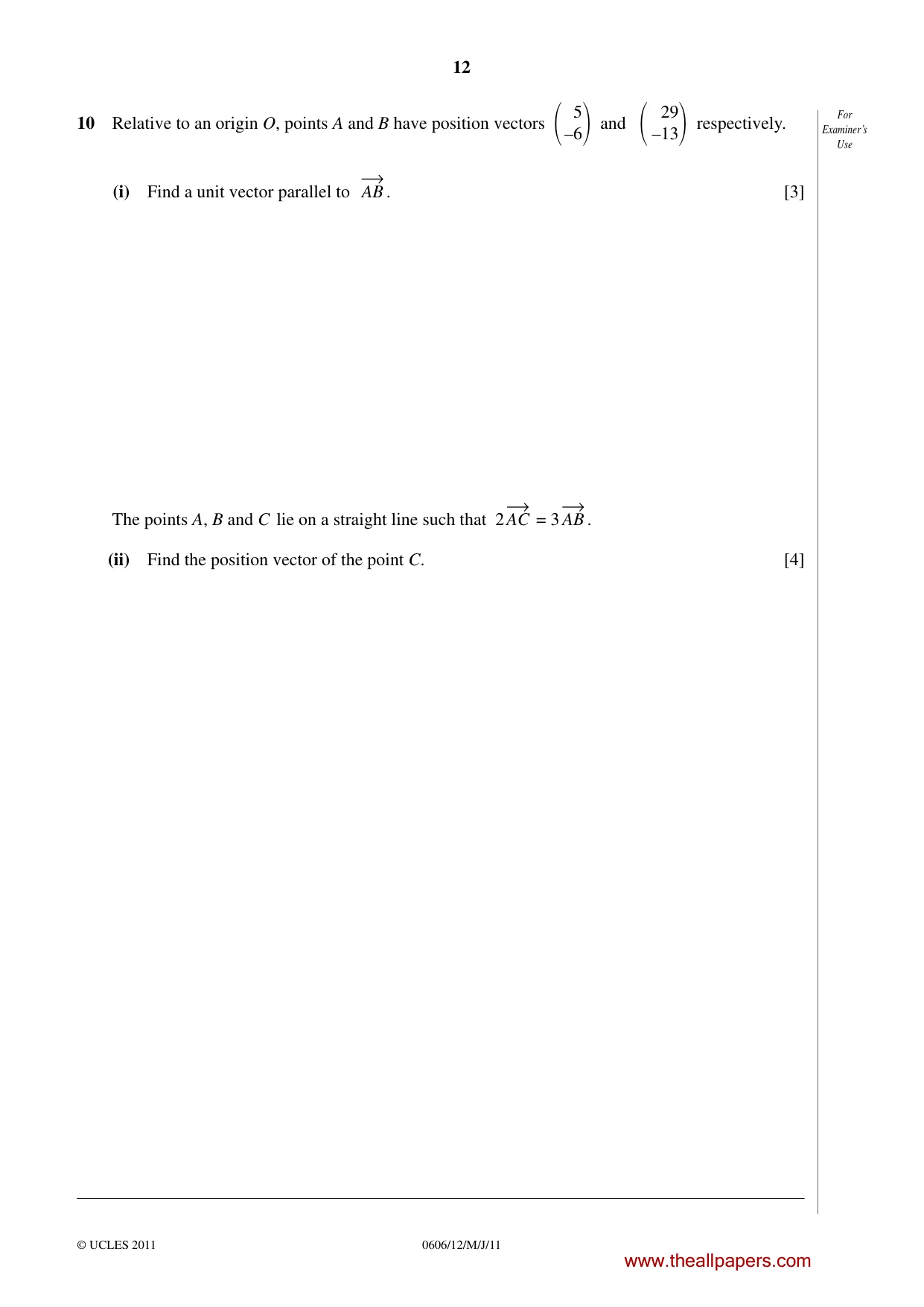 Cambridge IGCSE Mathematics - Additional 0606 2011 May/June Paper 1 · Variant 2 question paper, page 12 of 16