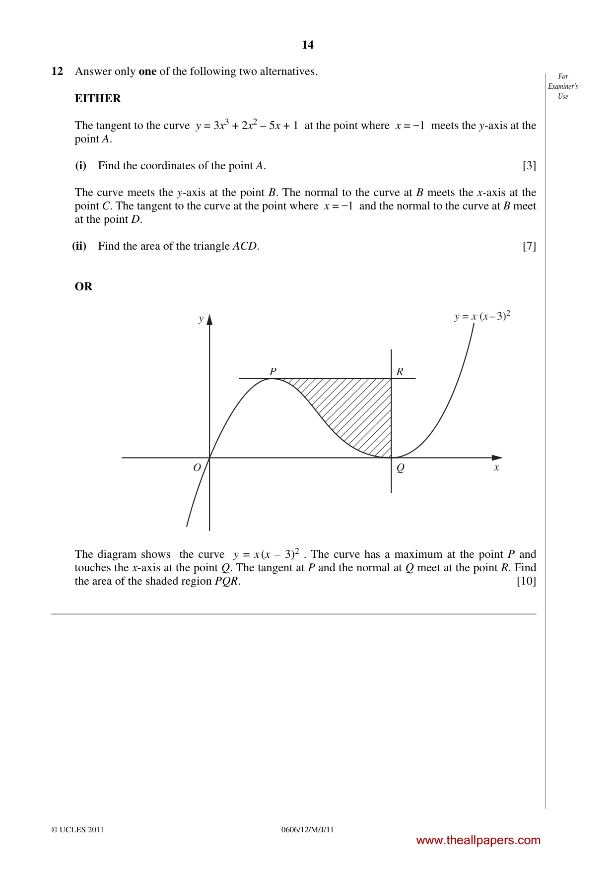 Cambridge IGCSE Mathematics - Additional 0606 2011 May/June Paper 1 · Variant 2 question paper, page 14 of 16