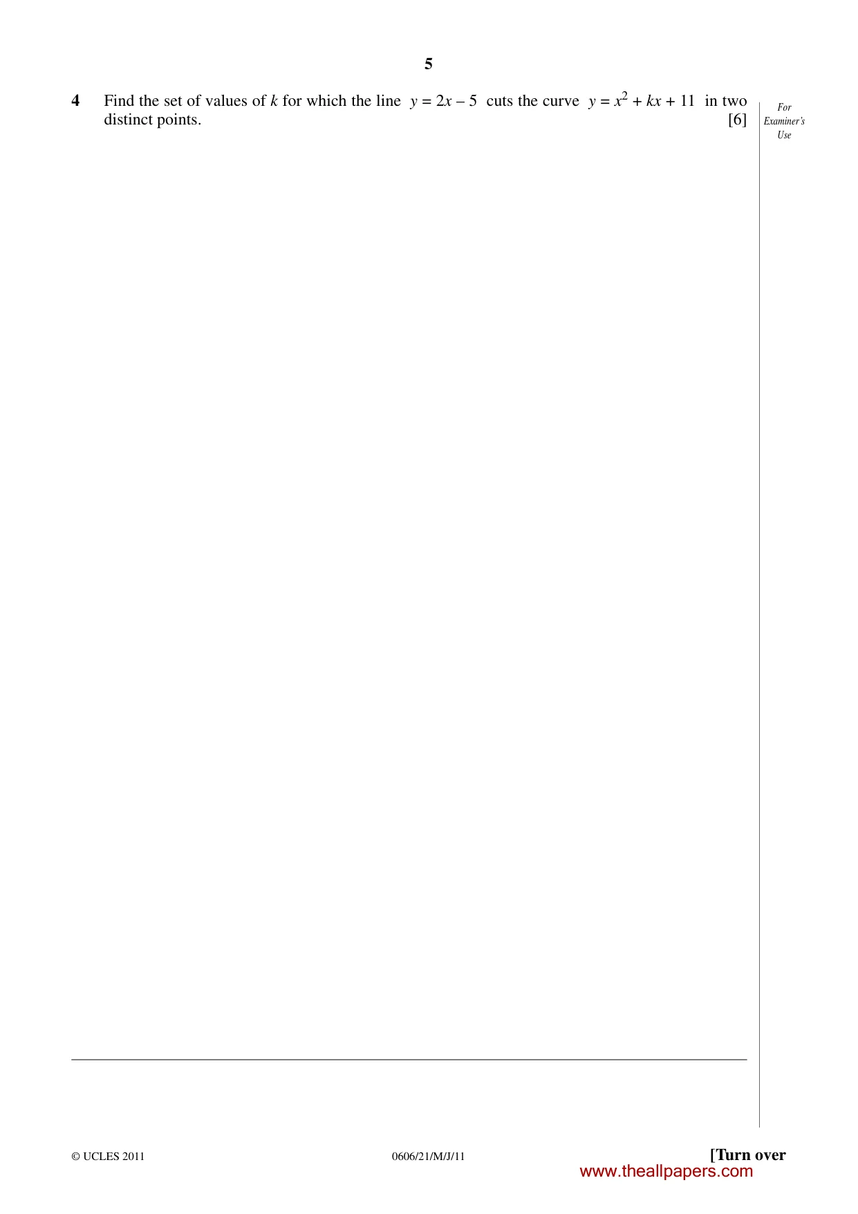 Cambridge IGCSE Mathematics - Additional 0606 2011 May/June Paper 2 · Variant 1 question paper, page 5 of 16