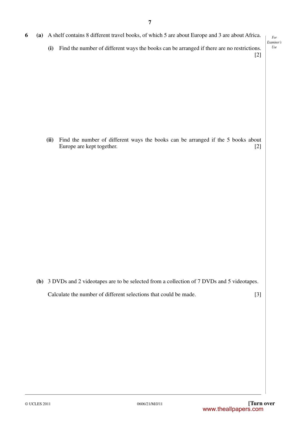 Cambridge IGCSE Mathematics - Additional 0606 2011 May/June Paper 2 · Variant 1 question paper, page 7 of 16