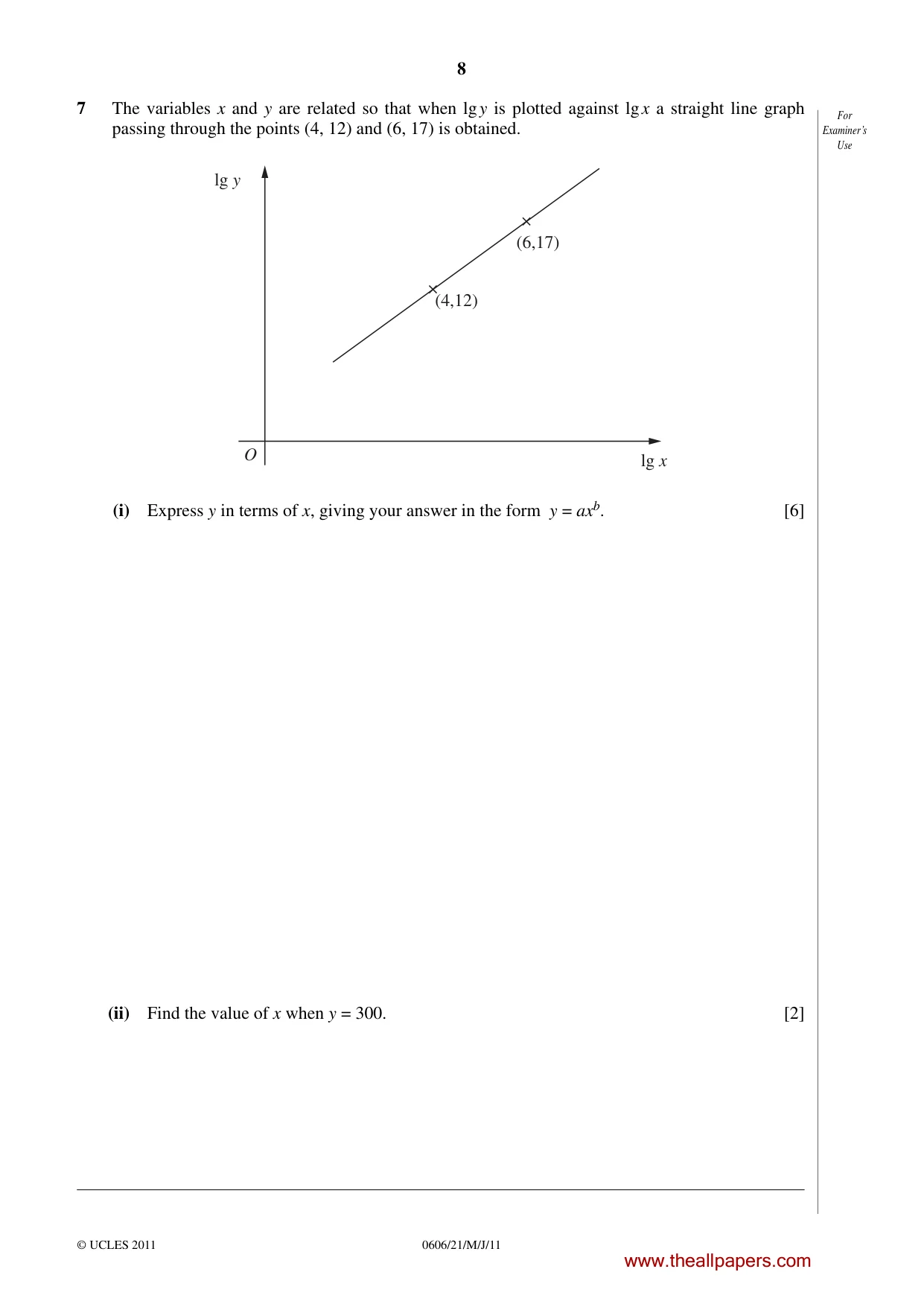 Cambridge IGCSE Mathematics - Additional 0606 2011 May/June Paper 2 · Variant 1 question paper, page 8 of 16