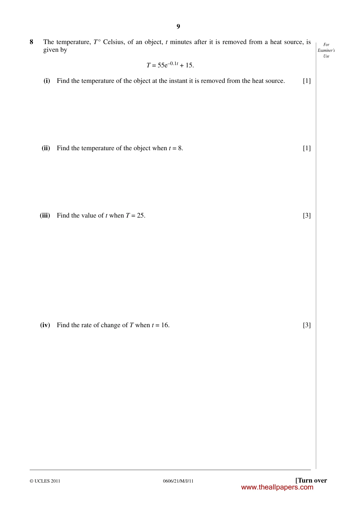 Cambridge IGCSE Mathematics - Additional 0606 2011 May/June Paper 2 · Variant 1 question paper, page 9 of 16