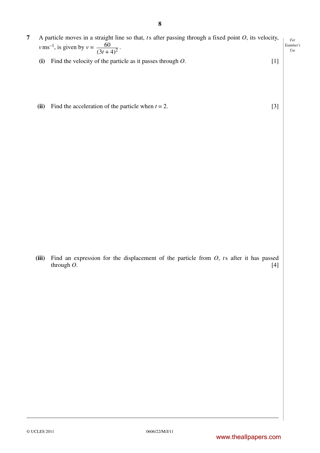 Cambridge IGCSE Mathematics - Additional 0606 2011 May/June Paper 2 · Variant 2 question paper, page 8 of 16