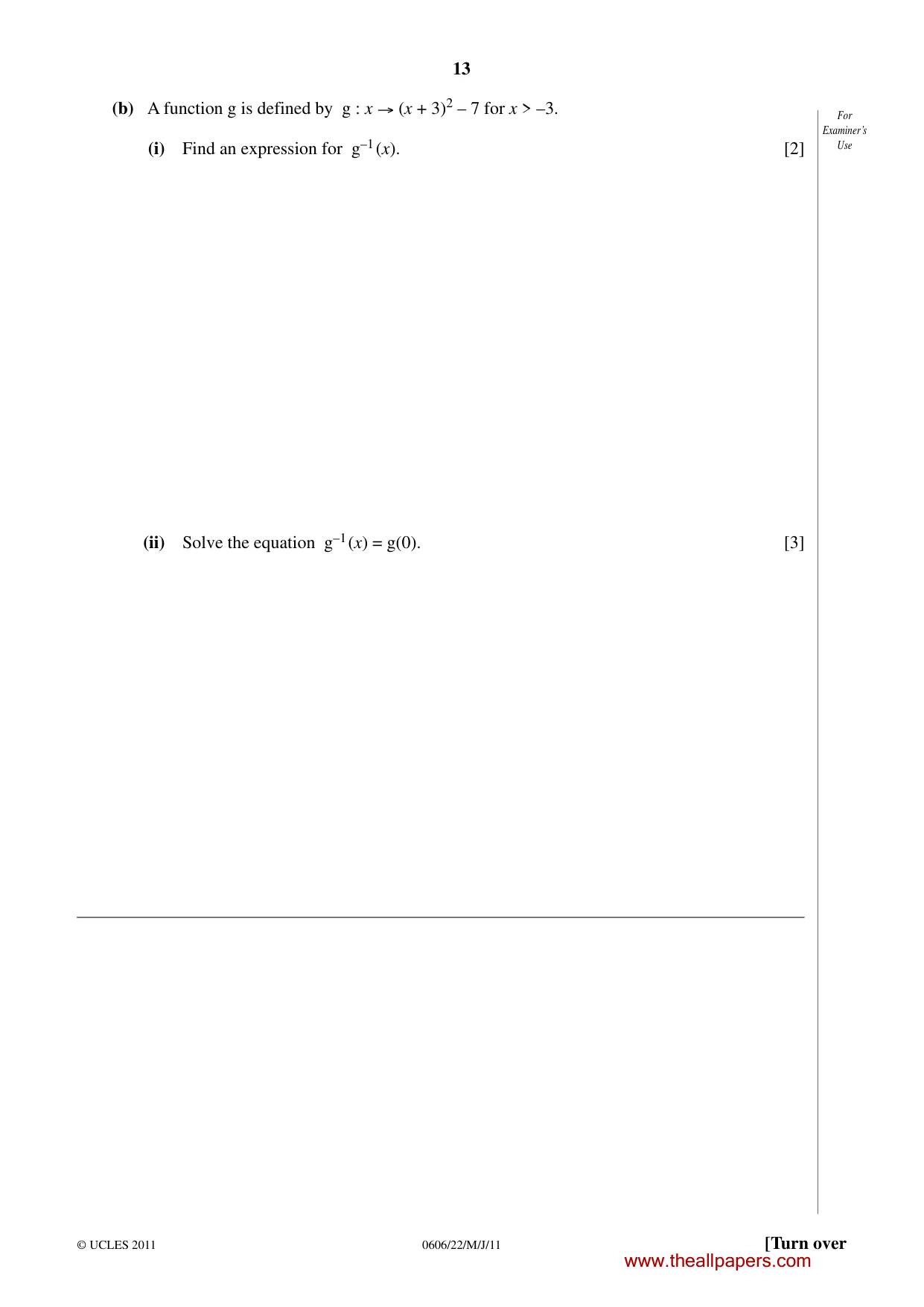 Cambridge IGCSE Mathematics - Additional 0606 2011 May/June Paper 2 · Variant 2 question paper, page 13 of 16