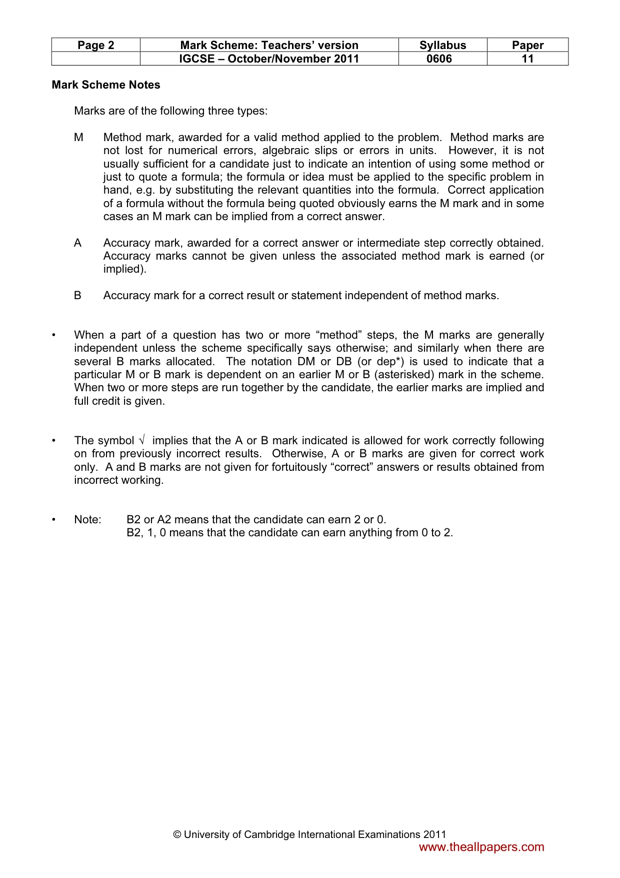 Mark scheme, page 2 of 9