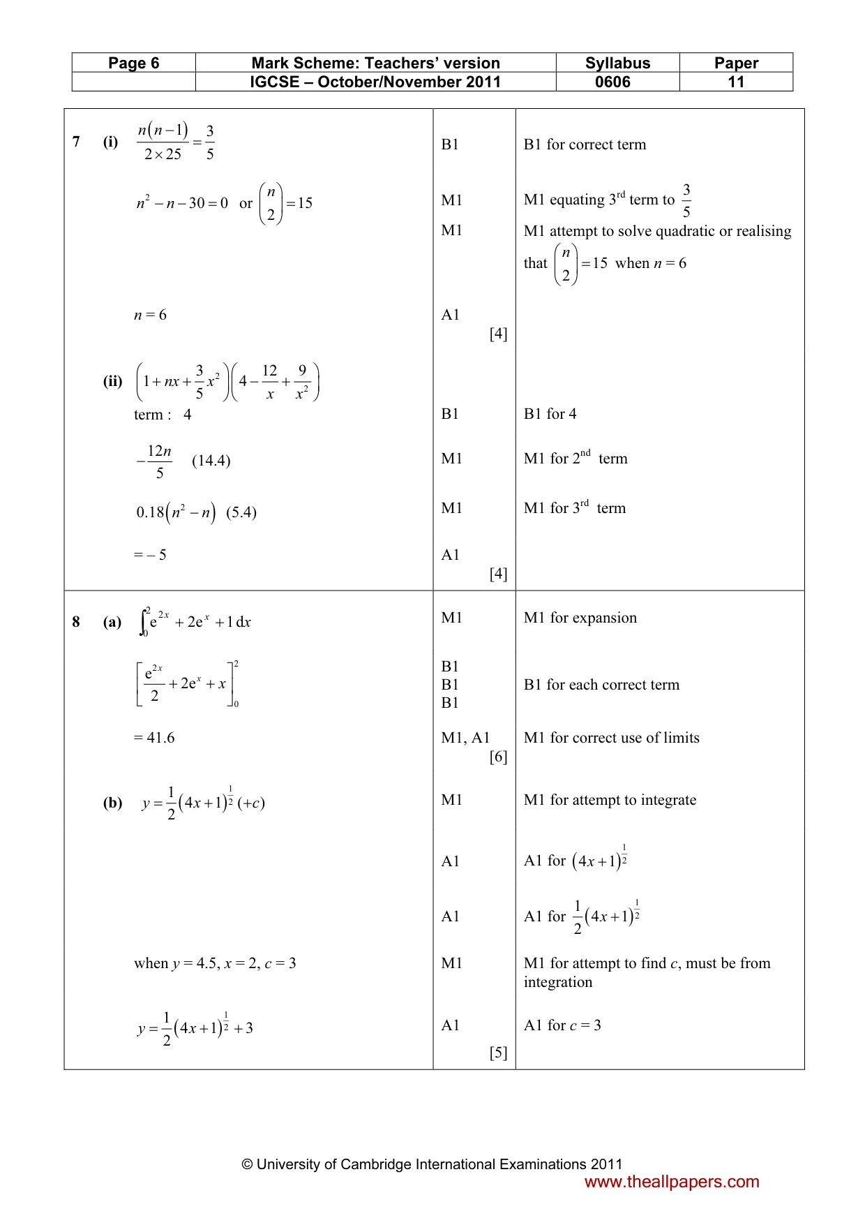 Mark scheme, page 6 of 9
