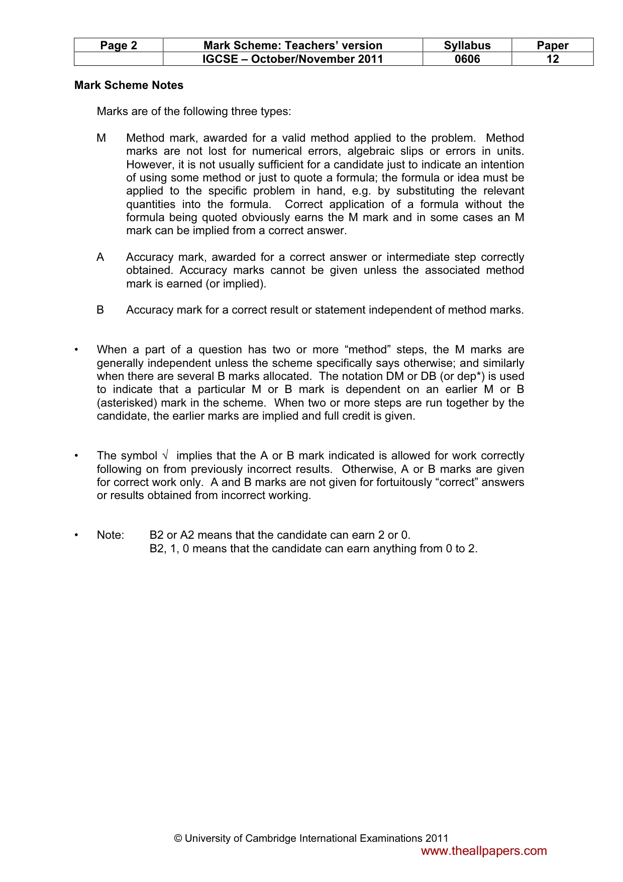 Mark scheme, page 2 of 8